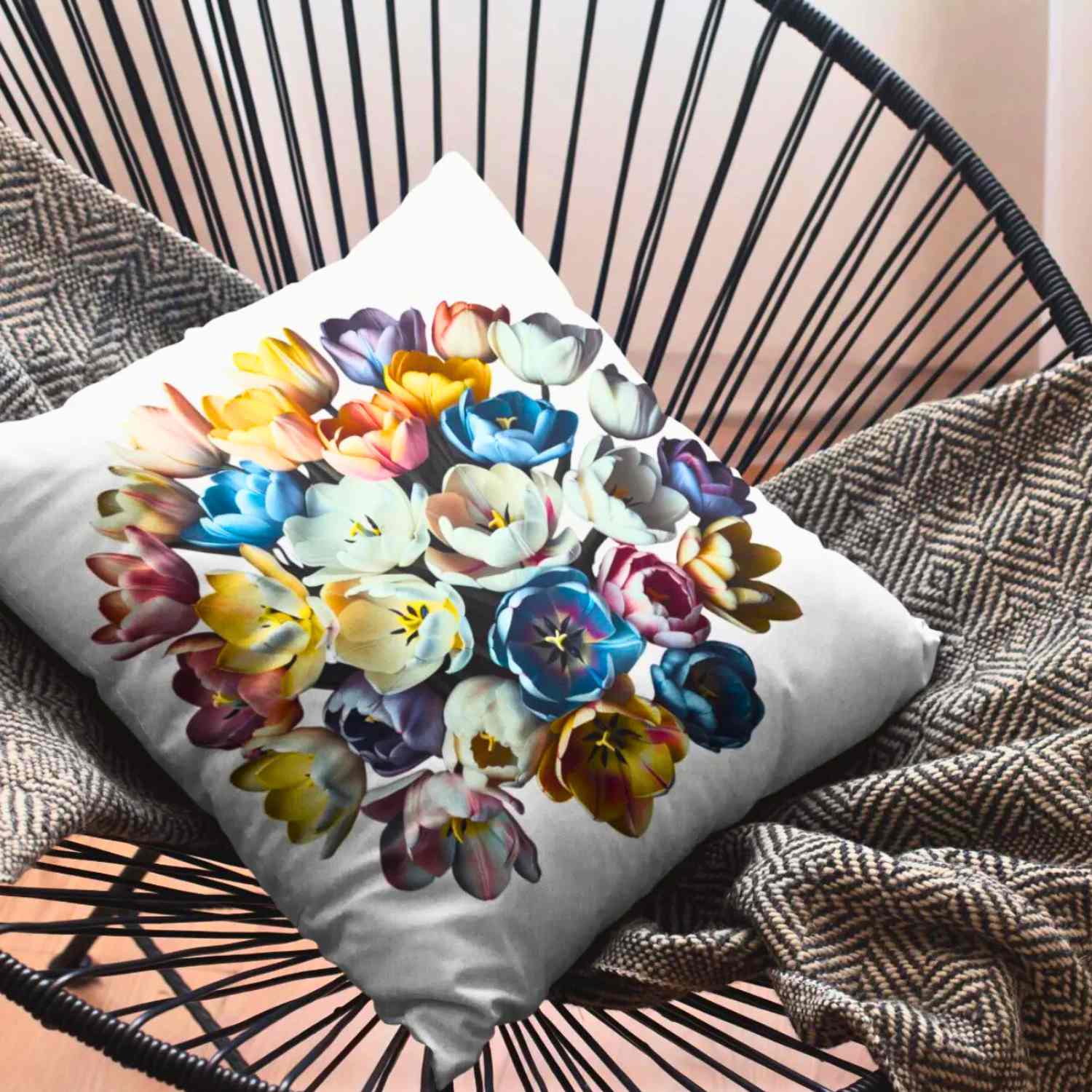 Floral Accent Pillowcase | Vibrant Flower Print Decorative Cushion Cover, Home Decor, Gifts for Her, Cozy Living Room, Spring Decor product thumbnail image