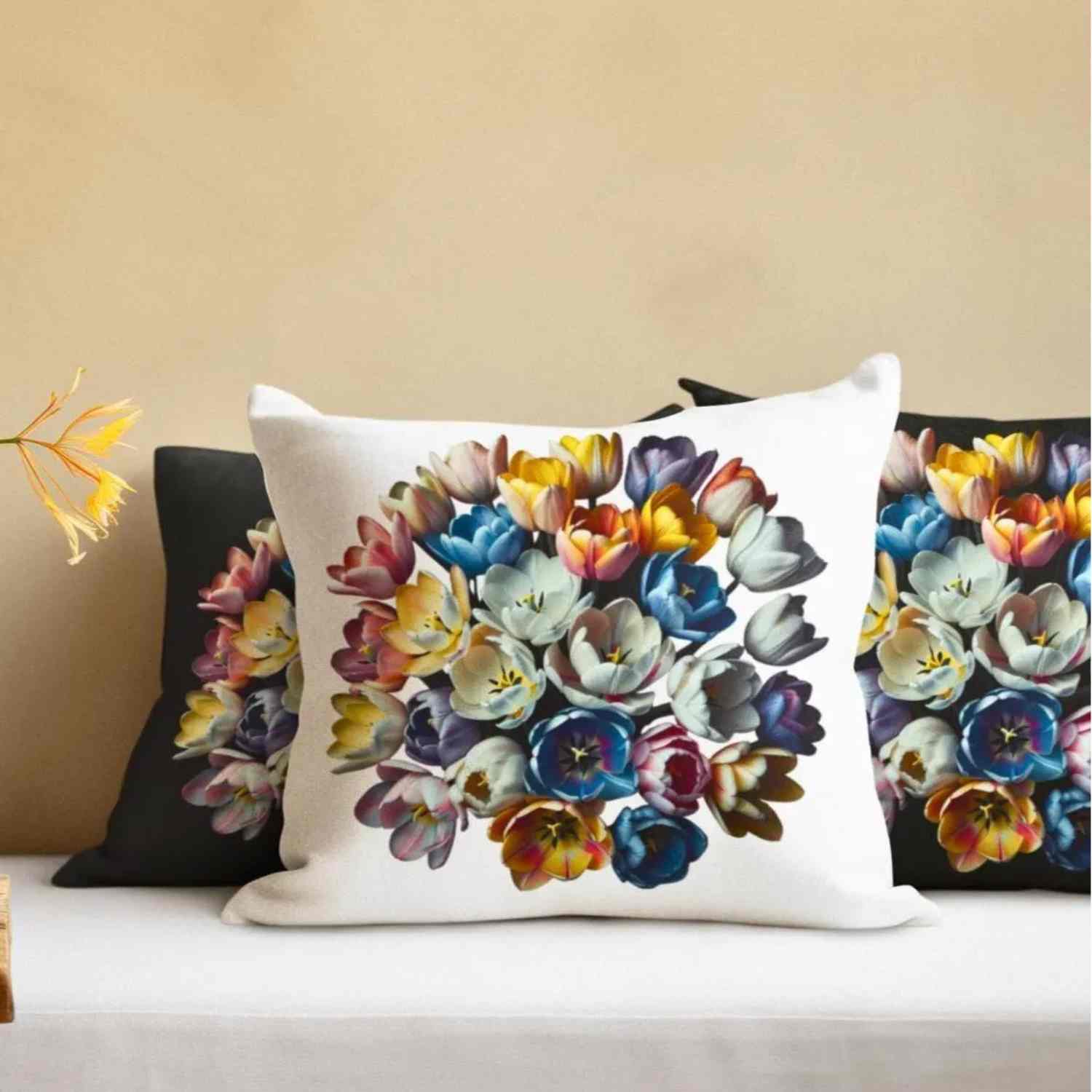 Floral Accent Pillowcase | Vibrant Flower Print Decorative Cushion Cover, Home Decor, Gifts for Her, Cozy Living Room, Spring Decor product thumbnail image