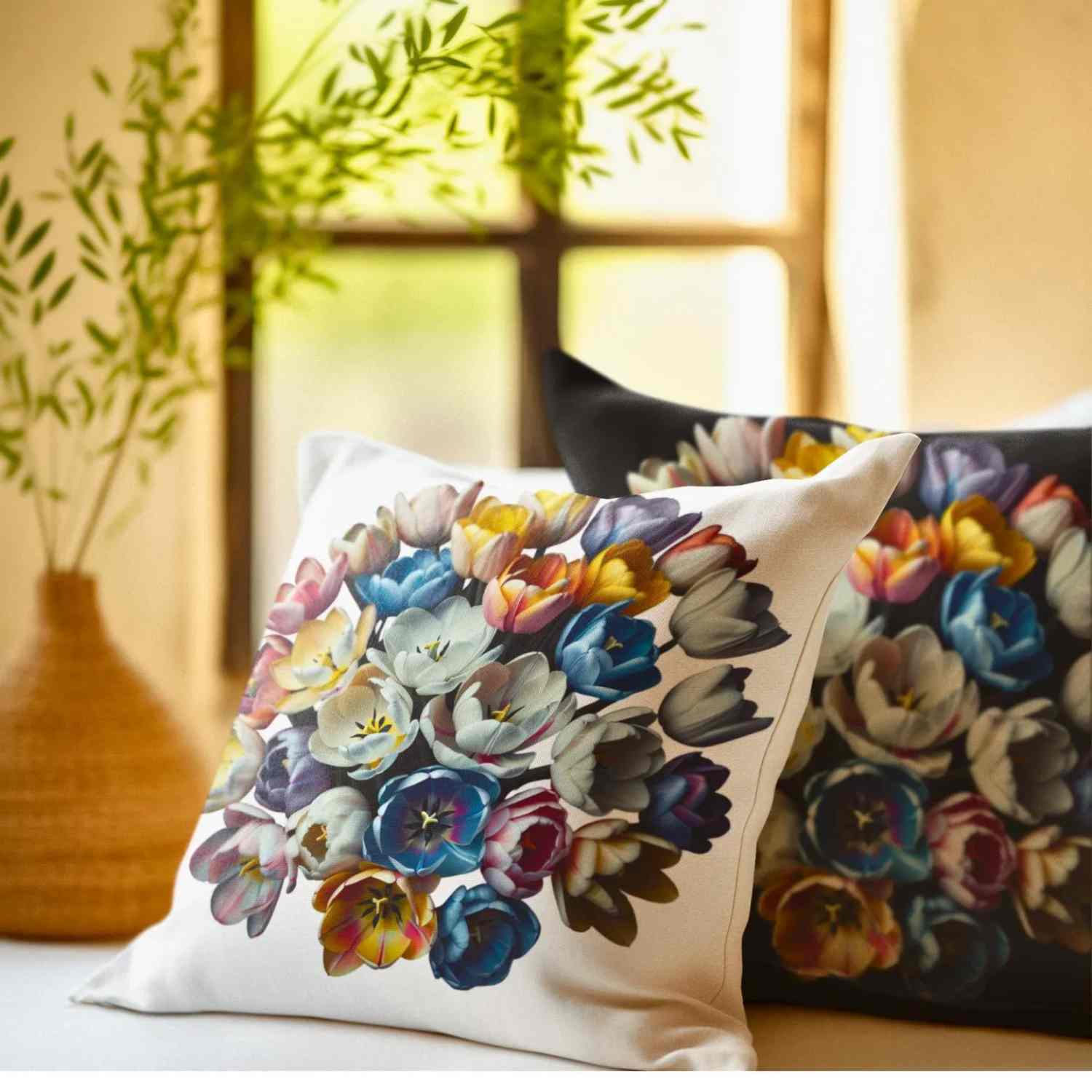 Floral Accent Pillowcase | Vibrant Flower Print Decorative Cushion Cover, Home Decor, Gifts for Her, Cozy Living Room, Spring Decor product thumbnail image