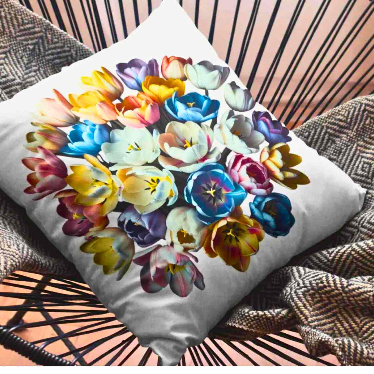 Floral Accent Pillowcase | Vibrant Flower Print Decorative Cushion Cover, Home Decor, Gifts for Her, Cozy Living Room, Spring Decor