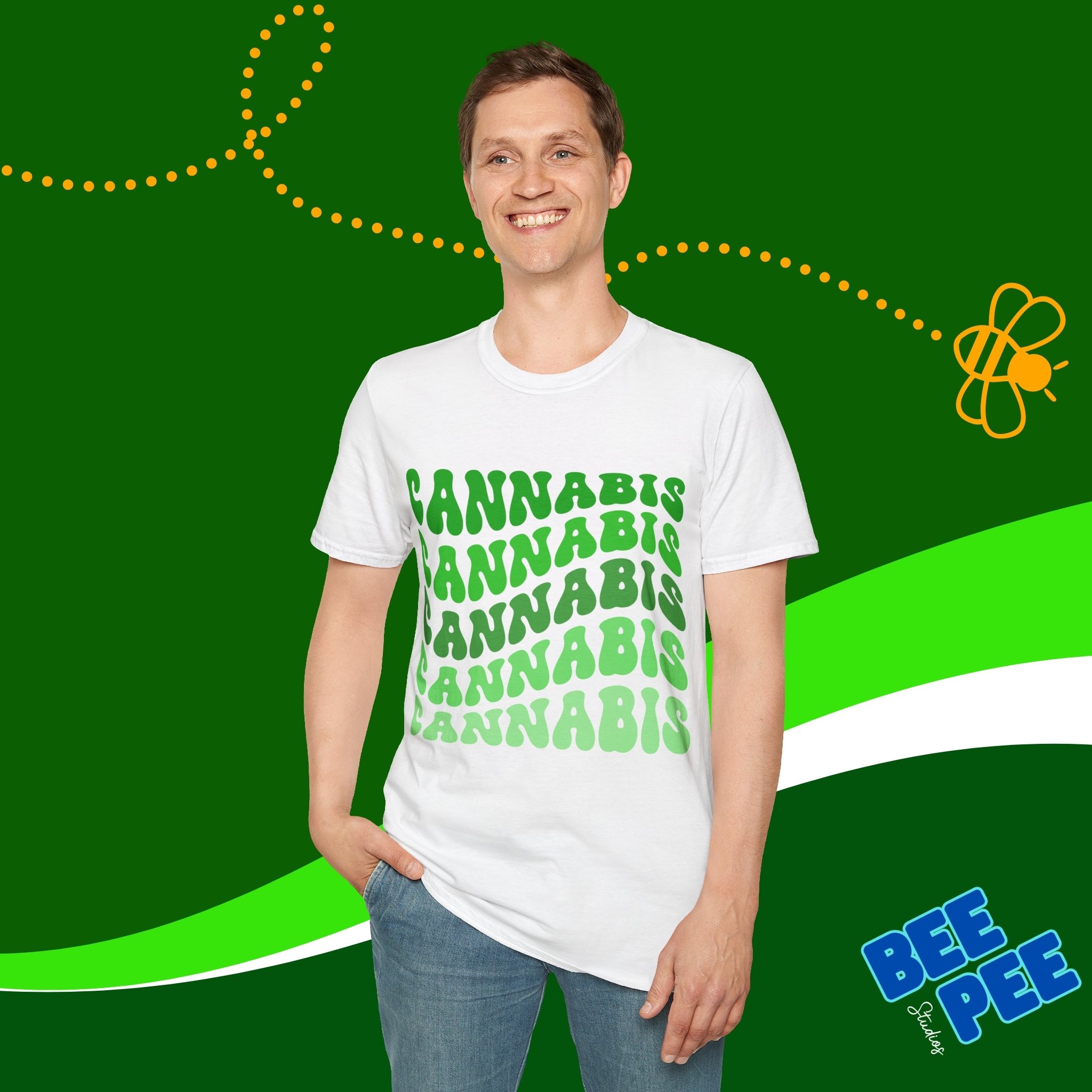 Cannabis Retro Wavy Text T-Shirt product thumbnail image Cannabis Retro Wavy Text T-Shirt product thumbnail image