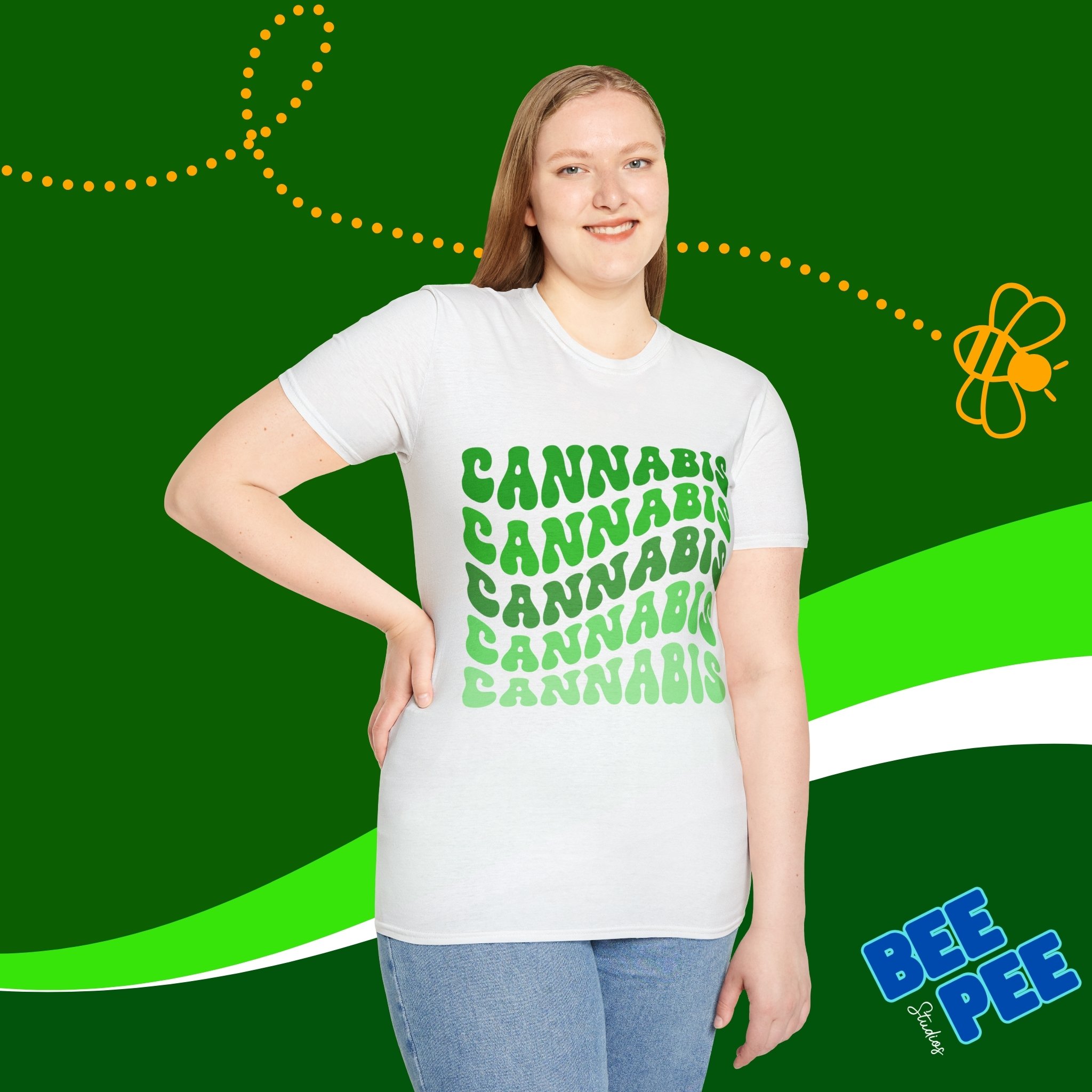 Cannabis Retro Wavy Text T-Shirt product thumbnail image Cannabis Retro Wavy Text T-Shirt product thumbnail image