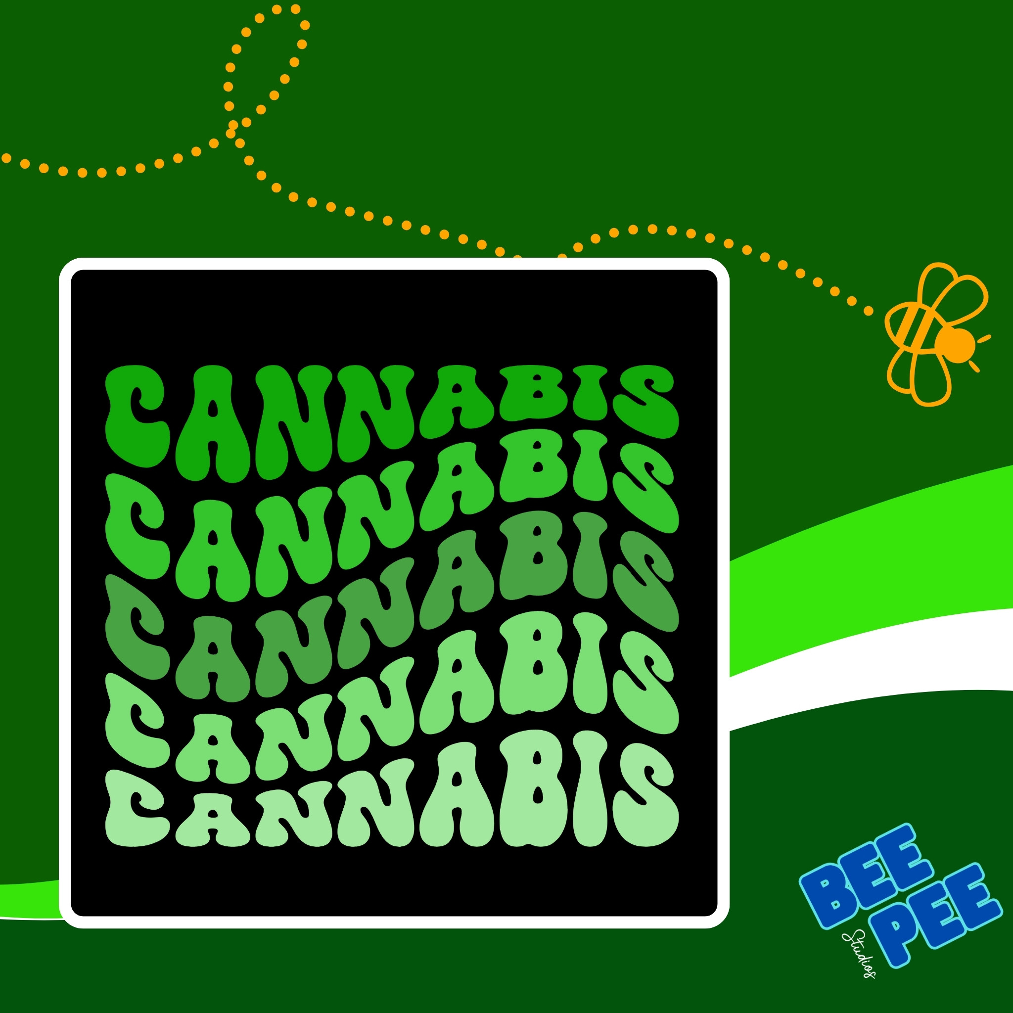 Cannabis Retro Wavy Text T-Shirt product thumbnail image Cannabis Retro Wavy Text T-Shirt product thumbnail image