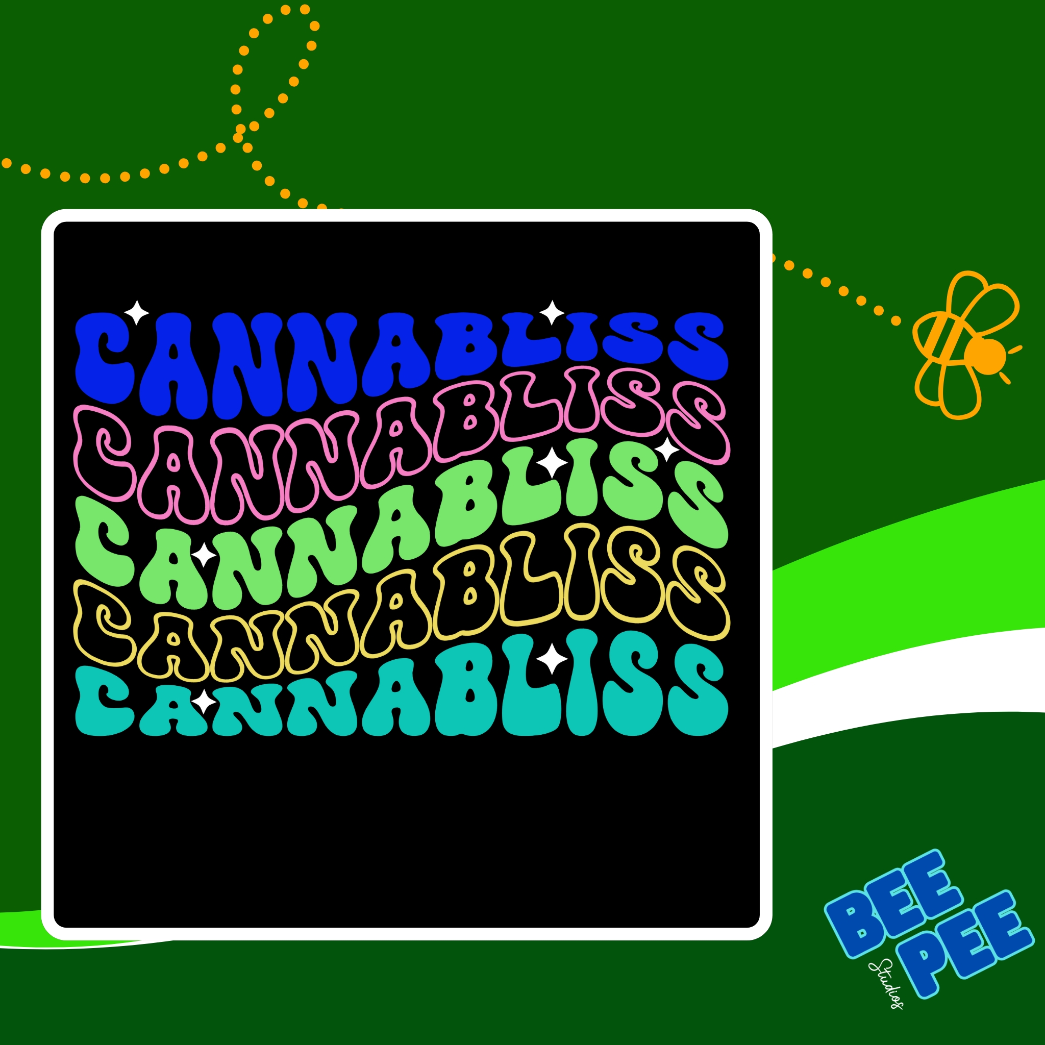 Unisex T-Shirt 'CANNABLISS' Cool, Retro Wavy Text Design product thumbnail image Unisex T-Shirt 'CANNABLISS' Cool, Retro Wavy Text Design product thumbnail image