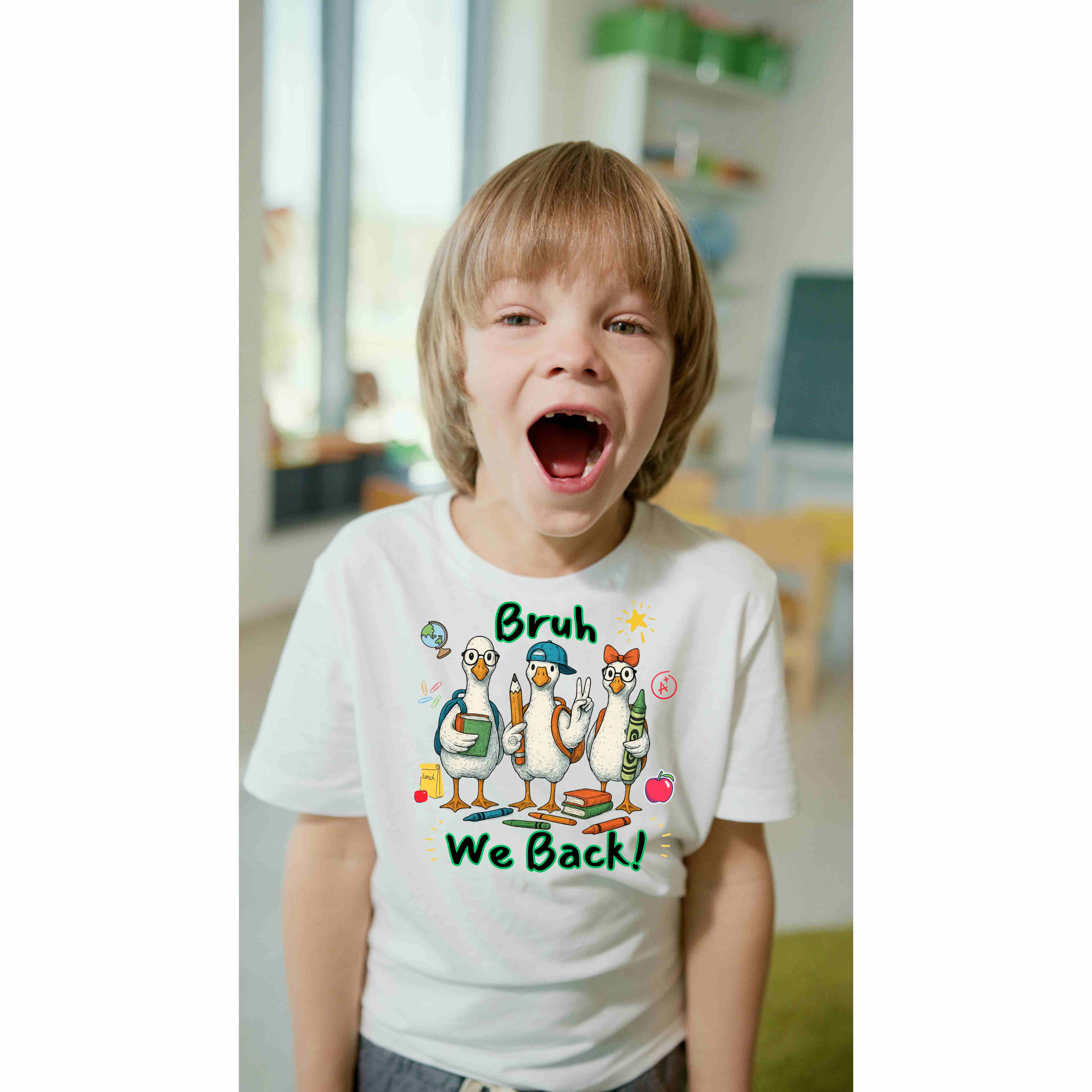 Kids Tee - Fun Bruh We Back- Back-to-School Funny Graphic T-Shirt product thumbnail image