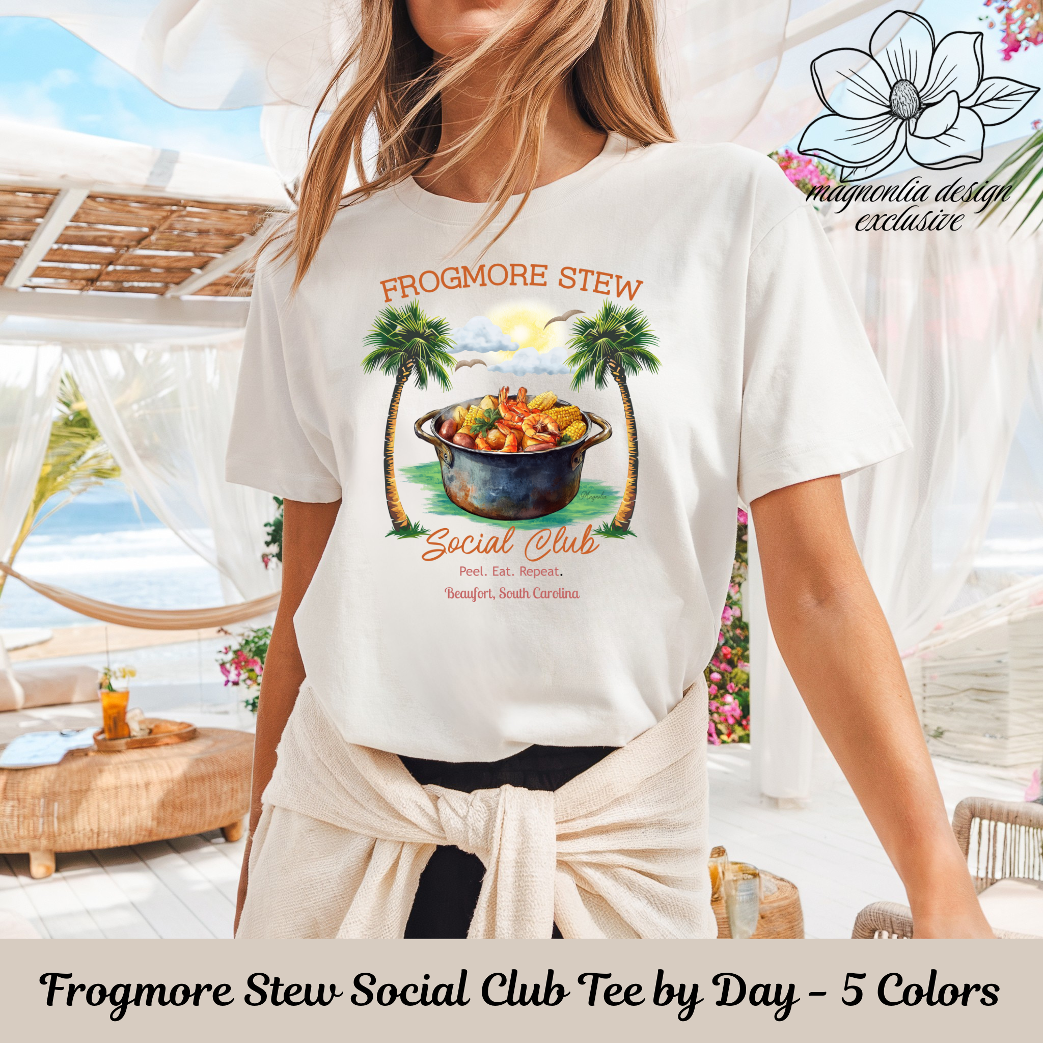 Frogmore Stew Social Club Tee - Day Edition, Unisex Cotton Shirt, Casual Summer Wear, Beach Party Gift, Fun Foodie Apparel, Free Personalization product thumbnail image Frogmore Stew Social Club Tee - Day Edition, Unisex Cotton Shirt, Casual Summer Wear, Beach Party Gift, Fun Foodie Apparel, Free Personalization product thumbnail image