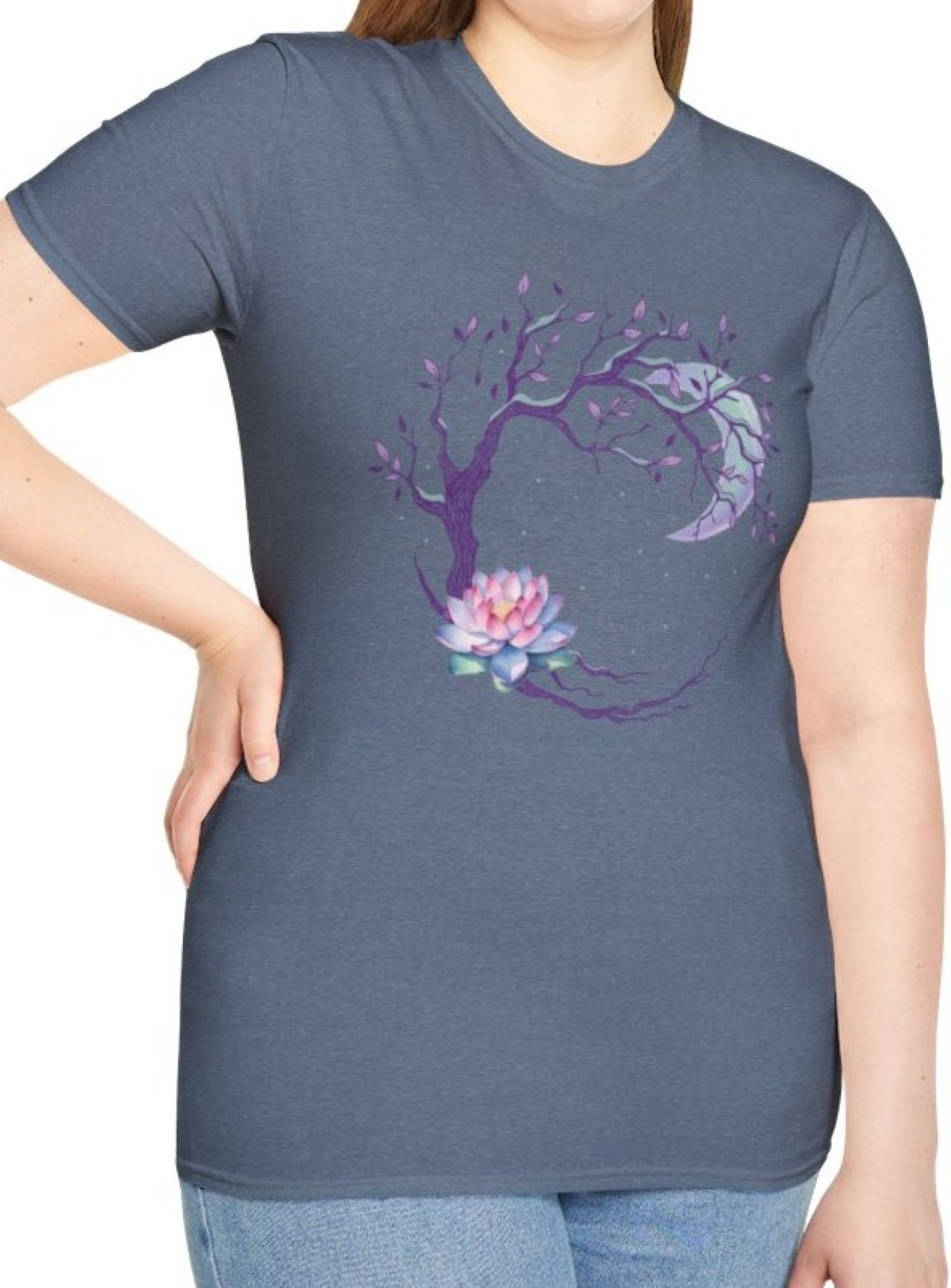 Serene Lotus Tree T-Shirt Nature Lover Gift Meditation Tee Spiritual Shirt Unisex Softstyle Tee Yoga Apparel product thumbnail image Serene Lotus Tree T-Shirt Nature Lover Gift Meditation Tee Spiritual Shirt Unisex Softstyle Tee Yoga Apparel product thumbnail image