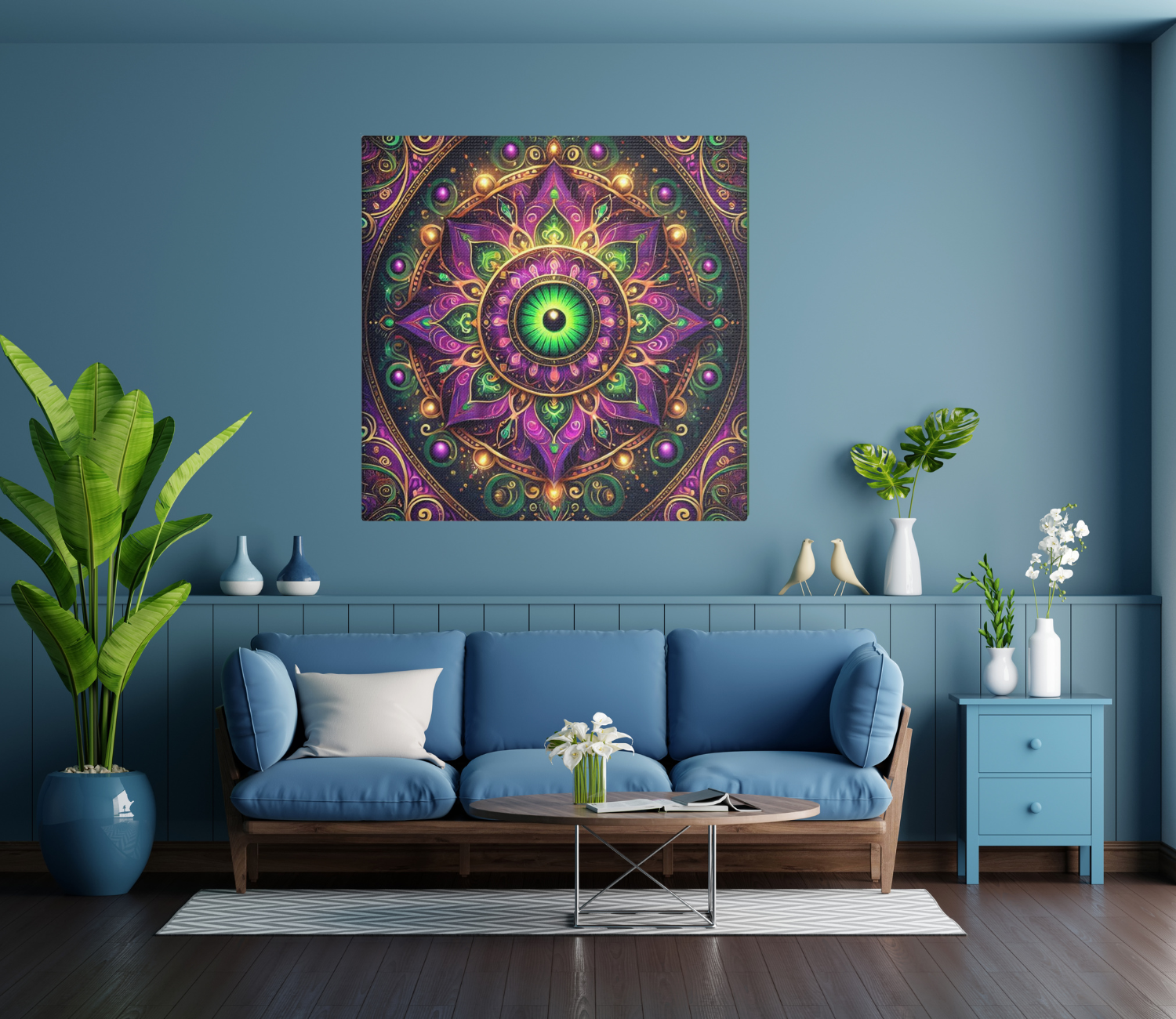 Disguised Evil Eye Mandala Print – Purple & Green Satin Canvas | Dopamine Decor by CarmaQuanTarot product thumbnail image Disguised Evil Eye Mandala Print – Purple & Green Satin Canvas | Dopamine Decor by CarmaQuanTarot product thumbnail image