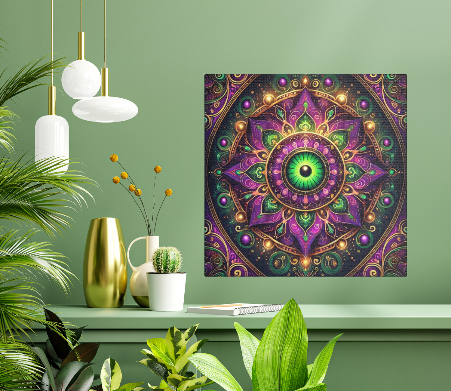 Disguised Evil Eye Mandala Print – Purple & Green Satin Canvas | Dopamine Decor by CarmaQuanTarot product thumbnail image Disguised Evil Eye Mandala Print – Purple & Green Satin Canvas | Dopamine Decor by CarmaQuanTarot product thumbnail image