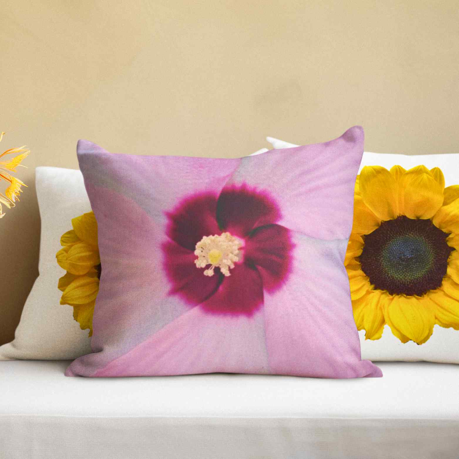 Floral Pink Pillowcase, Flower Print Cushion Cover, Decorative Pillow Case, Home Decor, Gift for Her, Tropical Vibes, Romantic Decor product thumbnail image