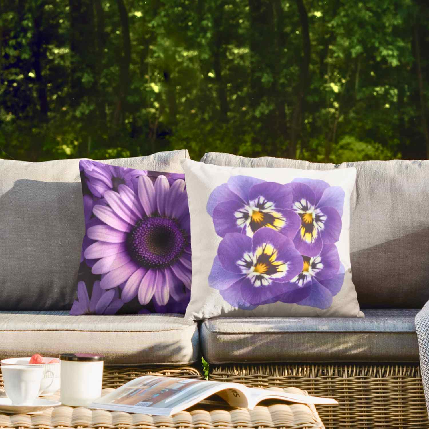 Purple Floral Square Pillow 2-sided, Home Decor Cushion, Garden Theme Throw Pillow, Gift for Flower Lovers, Spring Decor, Accent Pillow product thumbnail image
