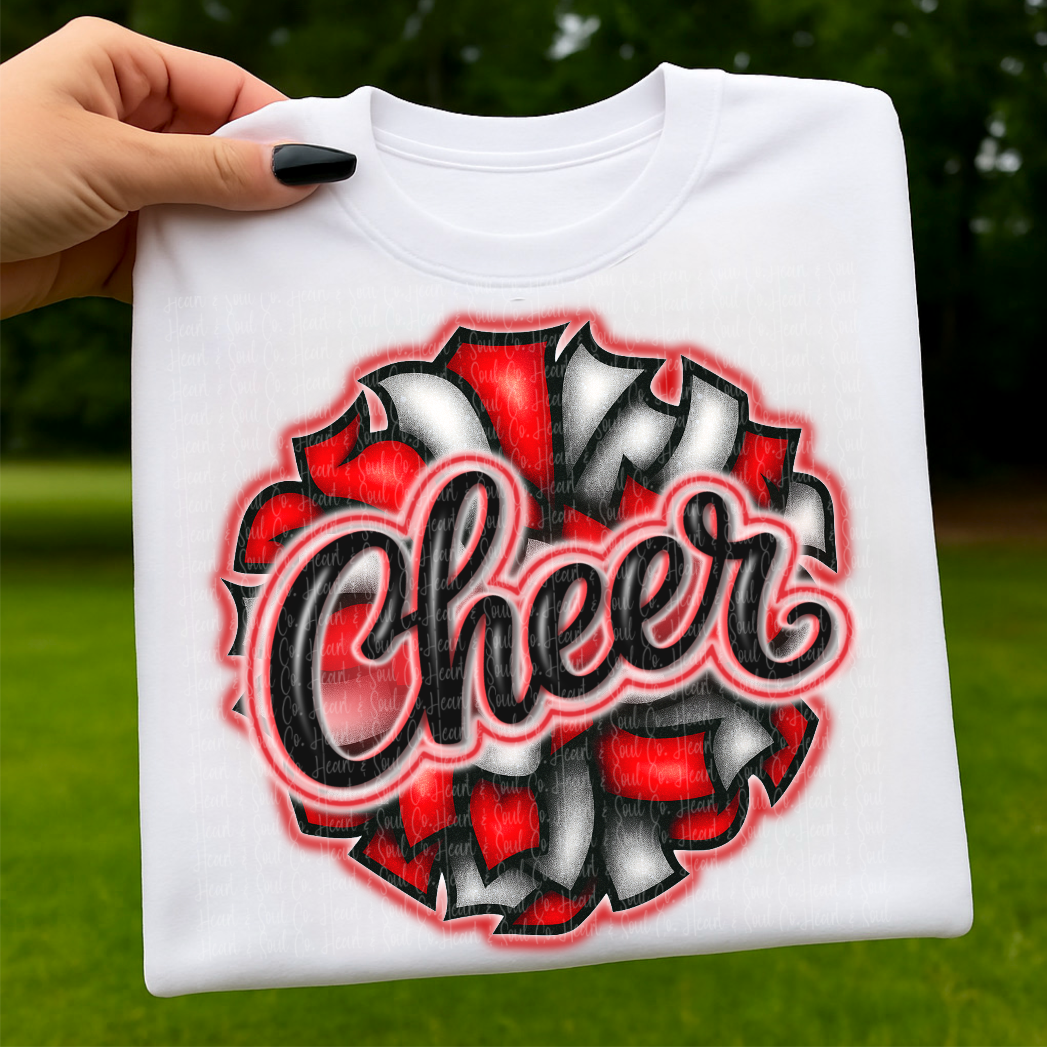Red Airbrush Cheer T-Shirt