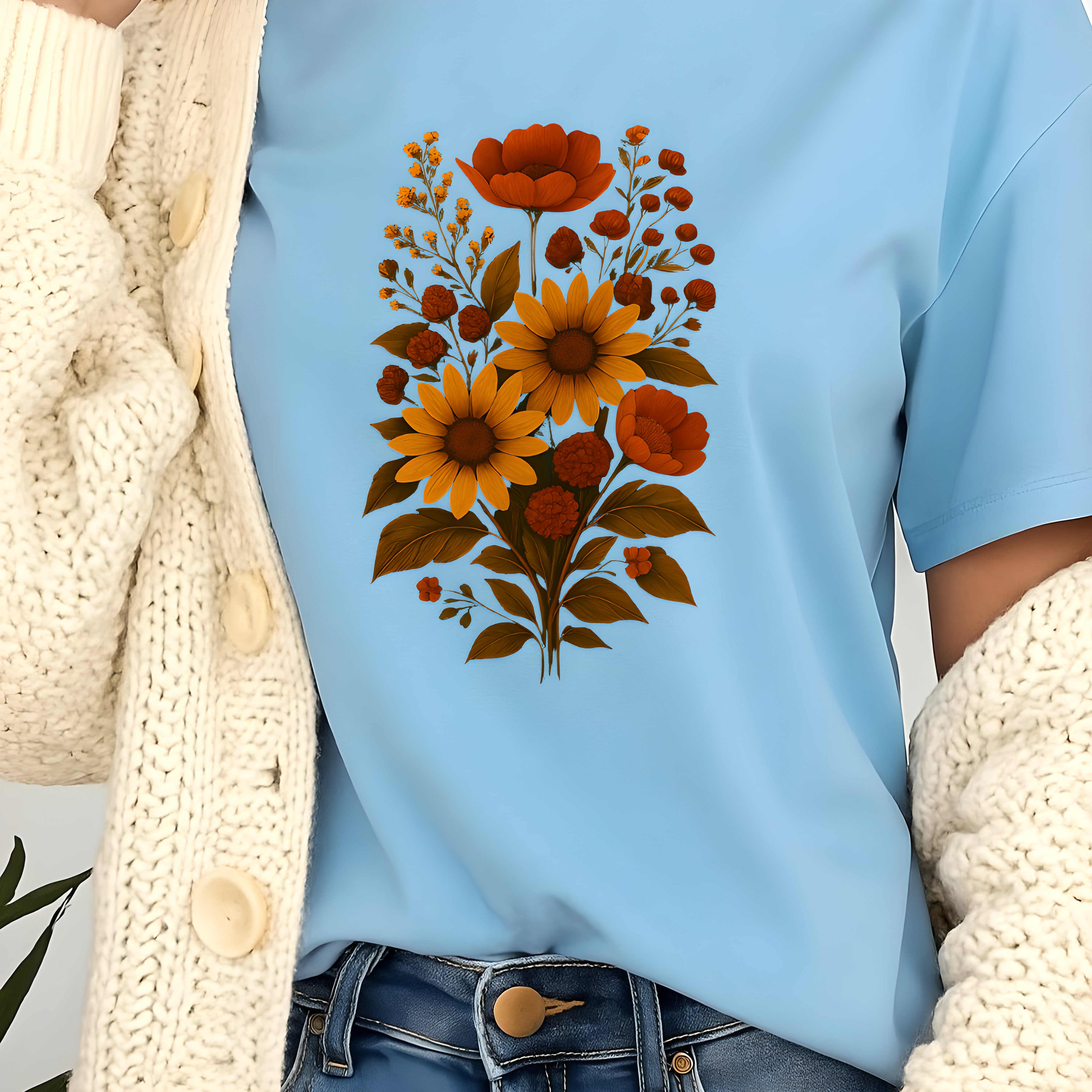 Wild Fall flowers Shirt Boho Fall Floral Tee  Cottage core Aesthetic T-Shirt  Retro Wild Flower Shirt  Nature Lover  Botanical Graphic Tee