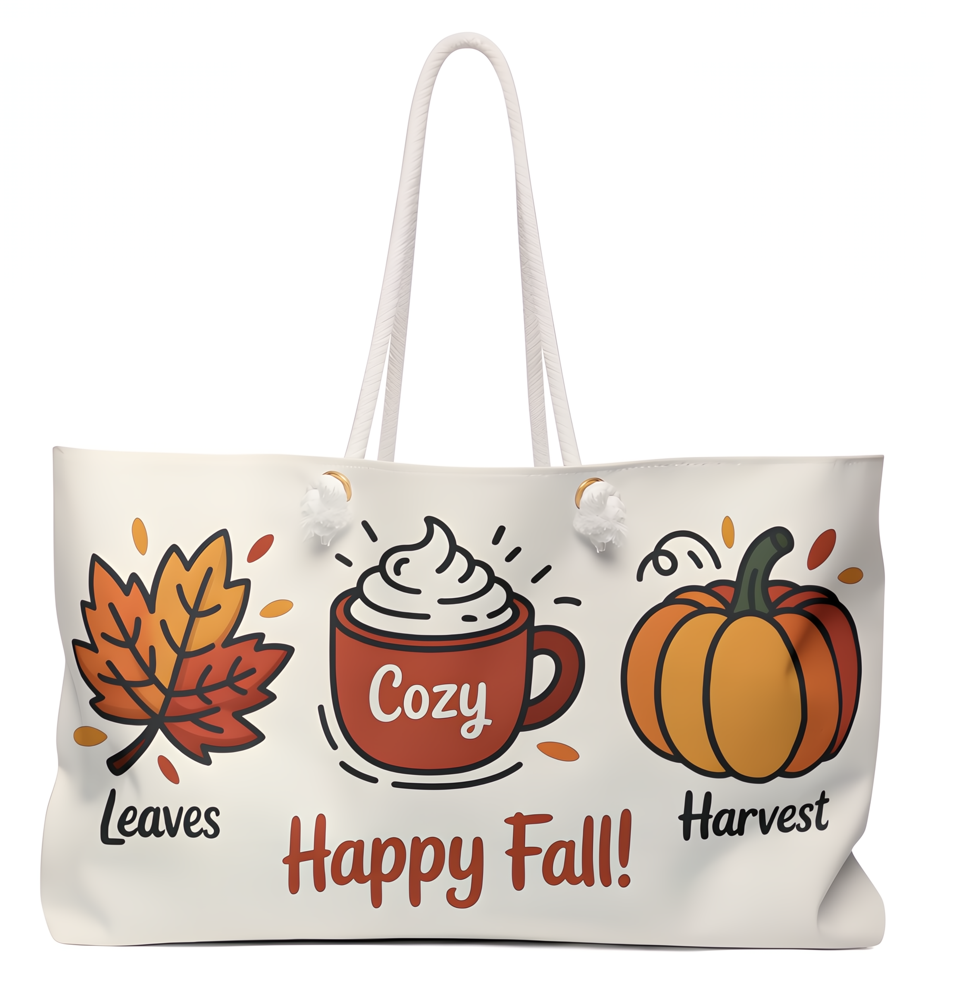 🍂 Happy Fall! Weekender Tote Bag – Cozy, Colorful, and Perfectly Autumn