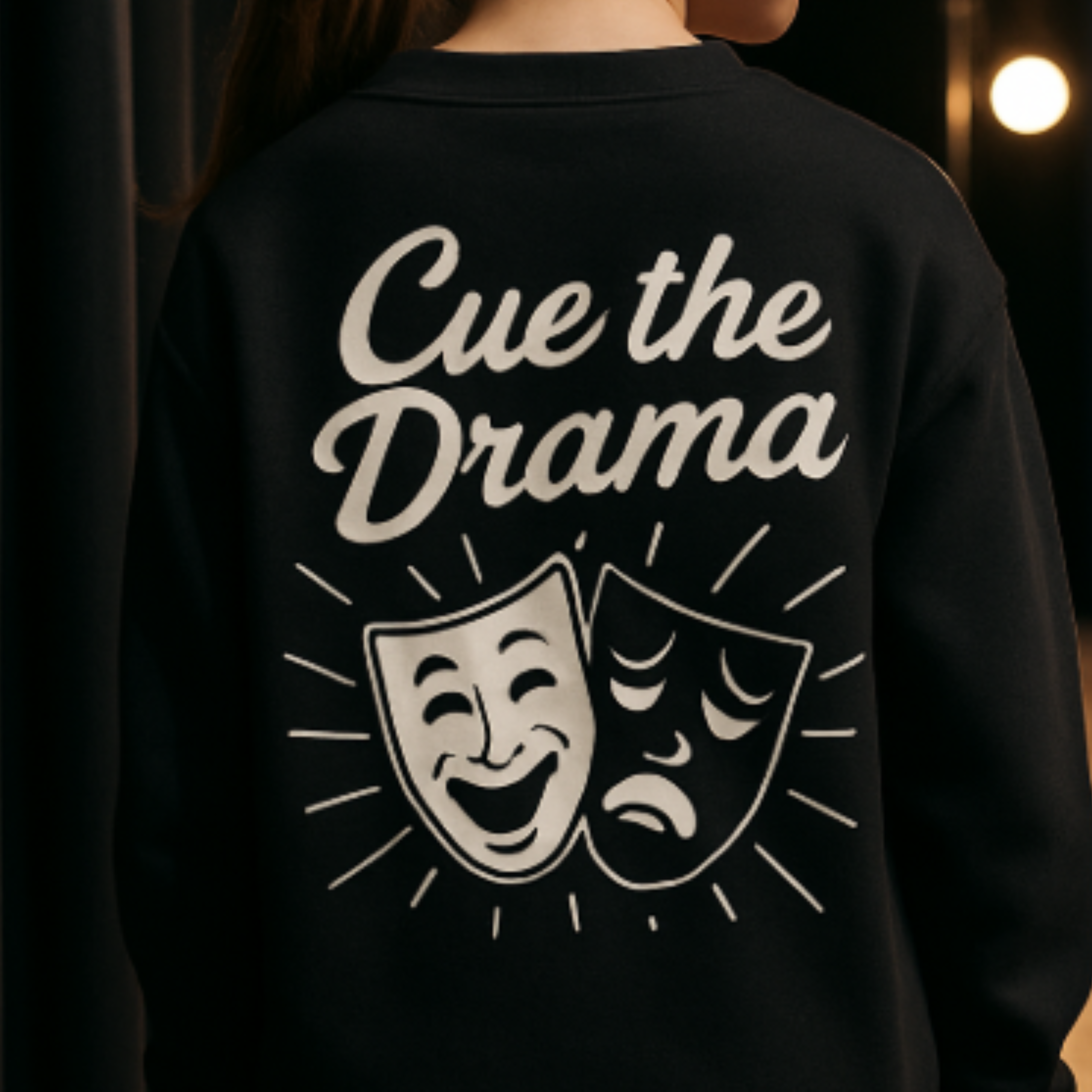 Musical Theater Crewneck for Drama Kids, Teens & Students, Cue the Drama Theater Sweatshirt, Sleeve Personalization Available product thumbnail image Musical Theater Crewneck for Drama Kids, Teens & Students, Cue the Drama Theater Sweatshirt, Sleeve Personalization Available product thumbnail image