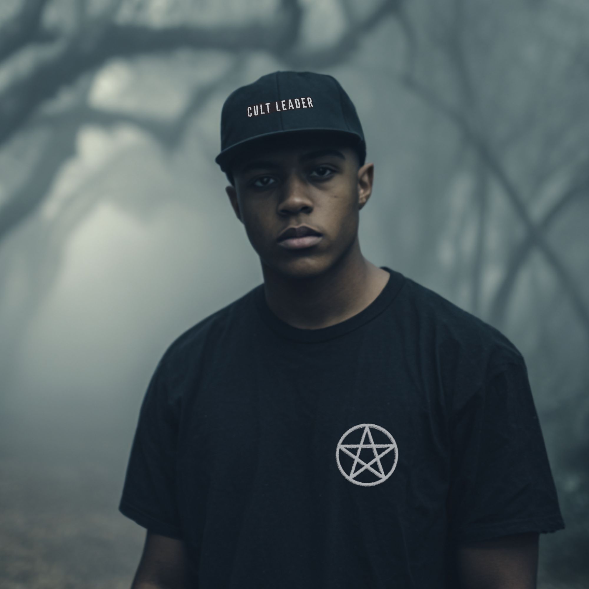 Embroidered Pentagram Unisex Garment-Dyed T-Shirt, Boho Style Tee, Witchy Apparel, Alternative Fashion, Gift for Witches, Occult Clothing product thumbnail image