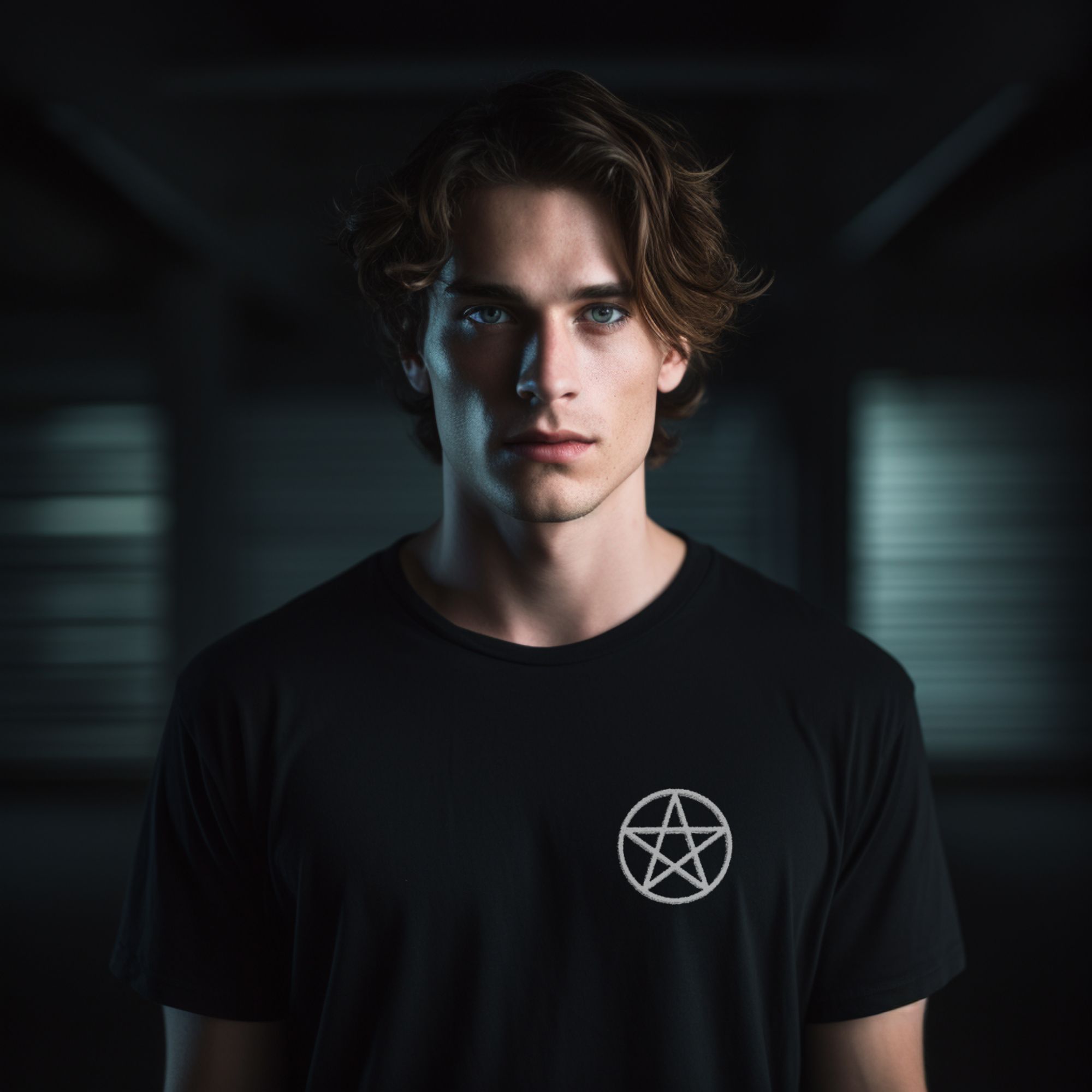 Embroidered Pentagram Unisex Garment-Dyed T-Shirt, Boho Style Tee, Witchy Apparel, Alternative Fashion, Gift for Witches, Occult Clothing