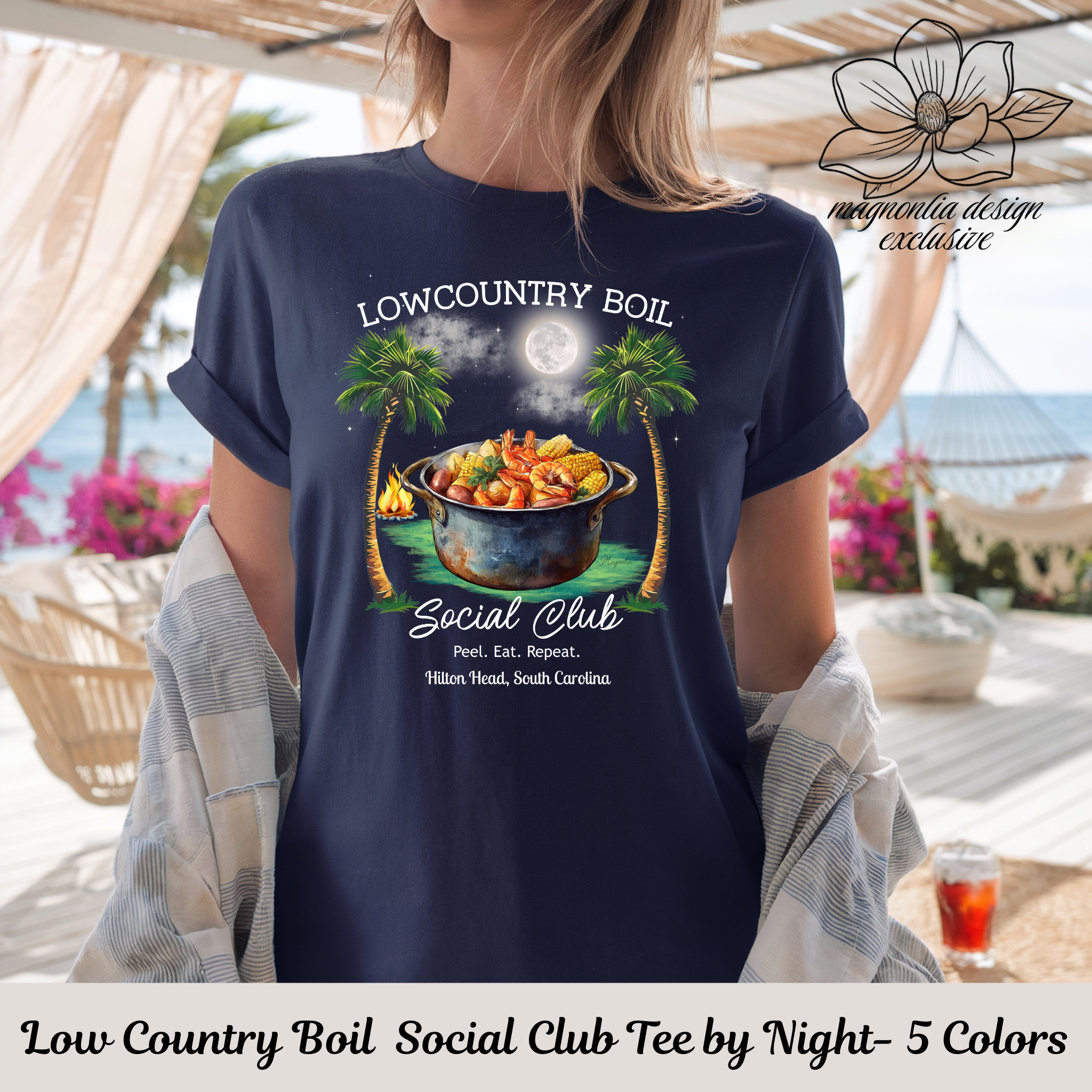 Lowcountry Boil Social Club Tee by Day - Unisex Cotton Tee, Casual Summer Shirt, Beachwear, Family Gathering Outfit, BBQ Event Tee, Social Club Apparel product thumbnail image Lowcountry Boil Social Club Tee by Day - Unisex Cotton Tee, Casual Summer Shirt, Beachwear, Family Gathering Outfit, BBQ Event Tee, Social Club Apparel product thumbnail image