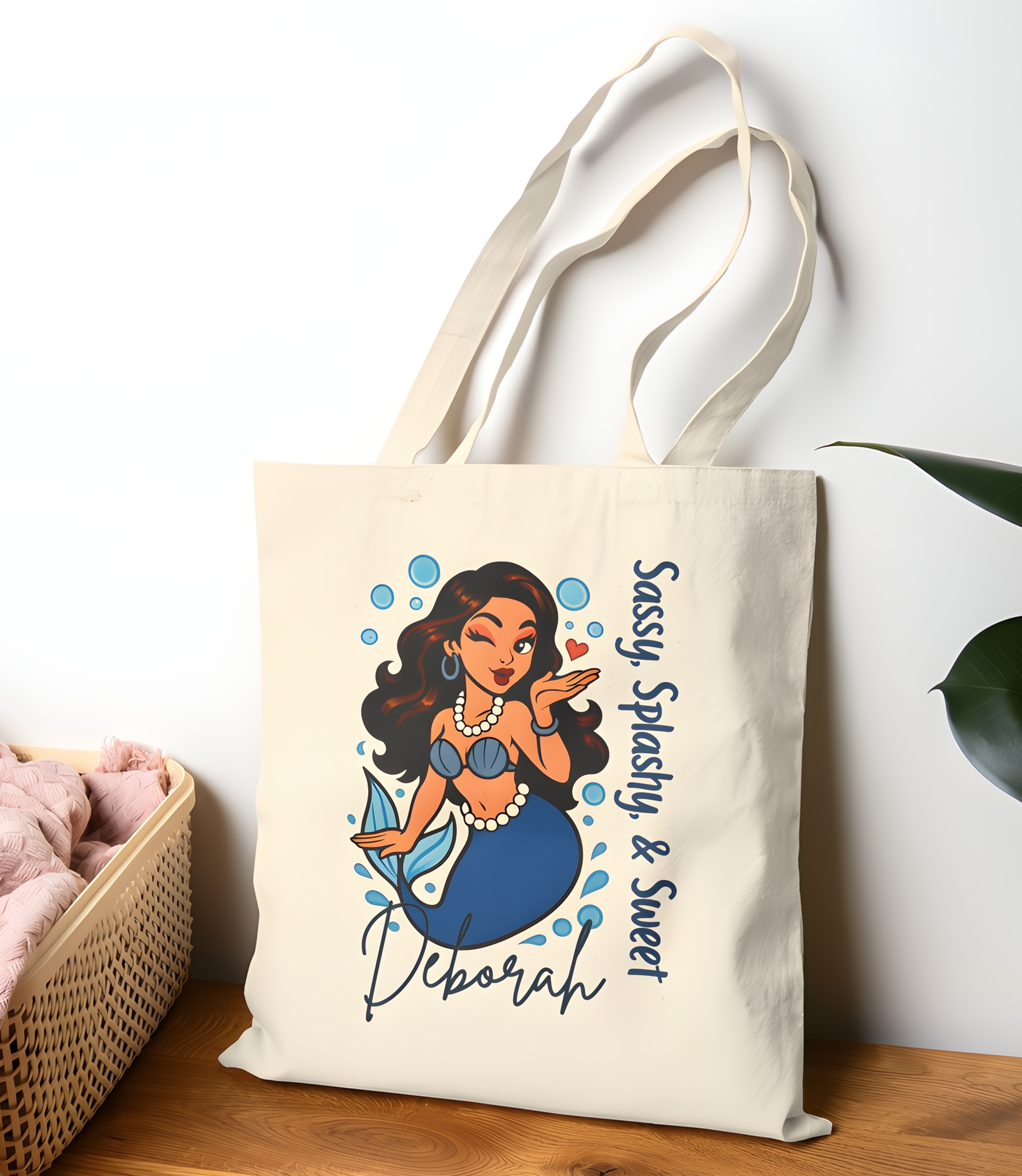 “Sassy, Splashy &amp; Sweet” – Personalized Double-Sided Mermaid Tote Bag  product thumbnail image