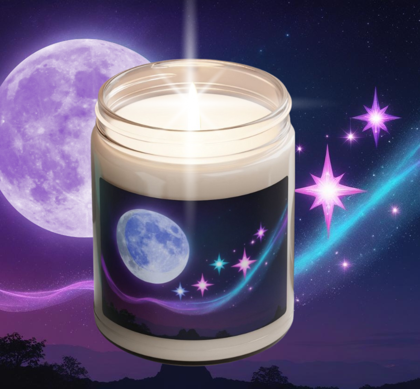 Magical Moonlit Scented Candle | Cinnamon Vanilla, Clean Cotton, Apple Harvest, Atlantis Whisper, Christmas Warmth, Coconut Cream + Cardamom, Peppered Passionfruit, Sea Salt + Orchid, White Sage + Lavender | Natural Soy Aromatherapy in Ritual Glass product thumbnail image