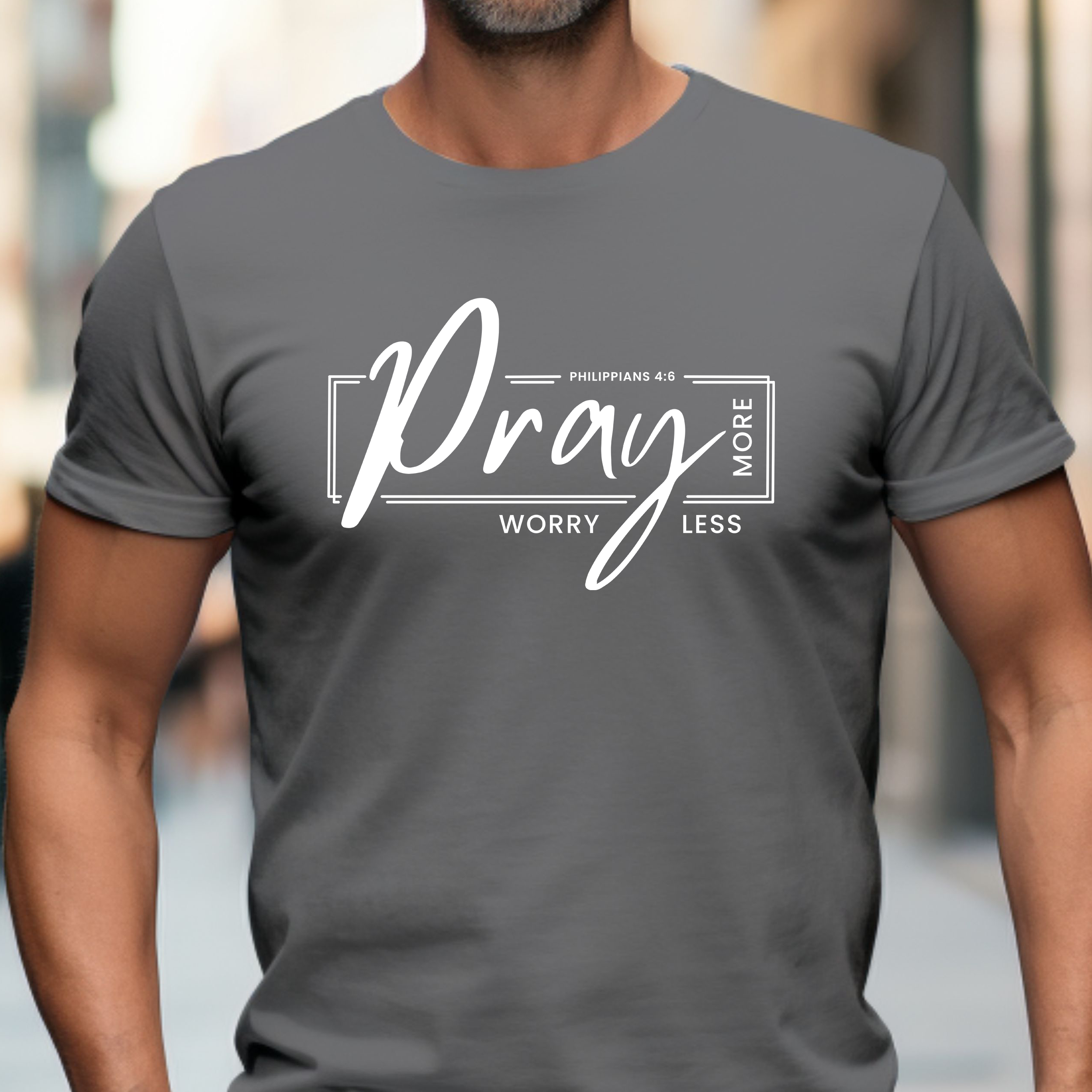 Pray More, Worry Less - Men's Christian T-Shirt product thumbnail image Pray More, Worry Less - Men's Christian T-Shirt product thumbnail image