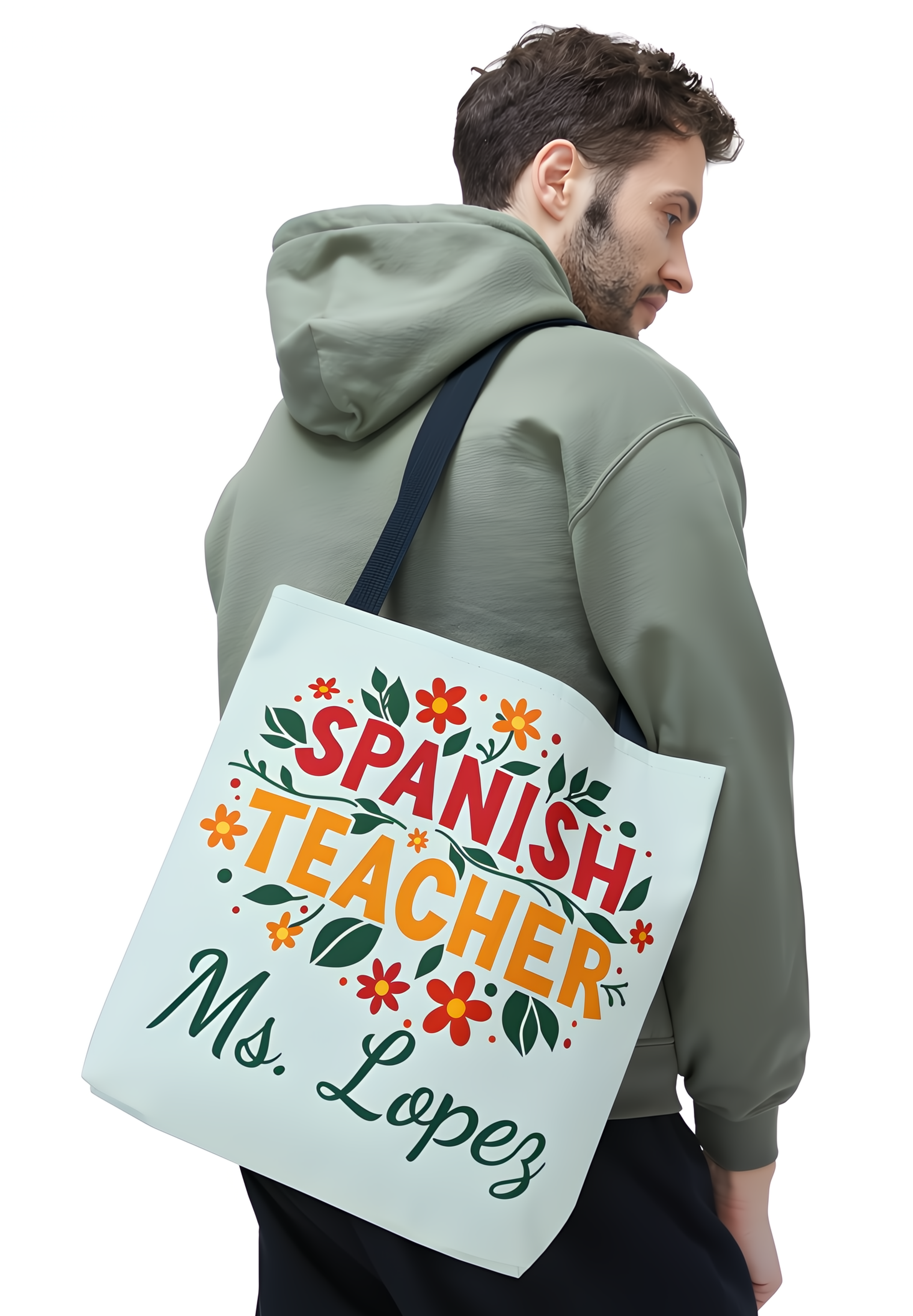 Spanish Teacher Tote Bag | Personalized Gift for Educators | Floral Teacher Tote | Back to School Essentials, Teacher Appreciation product thumbnail image Spanish Teacher Tote Bag | Personalized Gift for Educators | Floral Teacher Tote | Back to School Essentials, Teacher Appreciation product thumbnail image