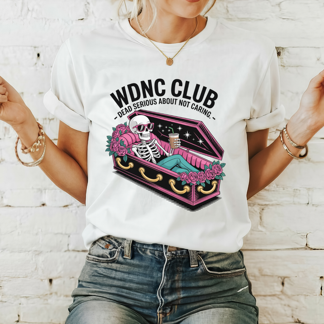 WDNC Club Cozy Unisex T-Shirt, Casual Skull Tee, Perfect for Parties, Gifts for Friends, Halloween or Everyday Wear
