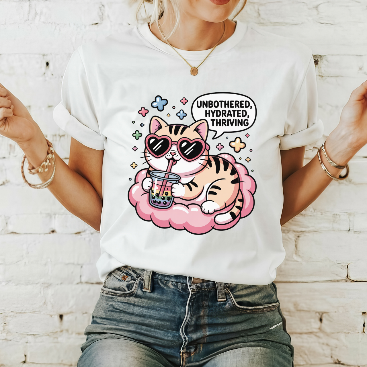 Chill Cat T-Shirt: Unbothered, Hydrated, Thriving | Fun Graphic Tee, Casual Wear, Gift for Cat Lovers, Summer Essentials, Cute Animal [...]