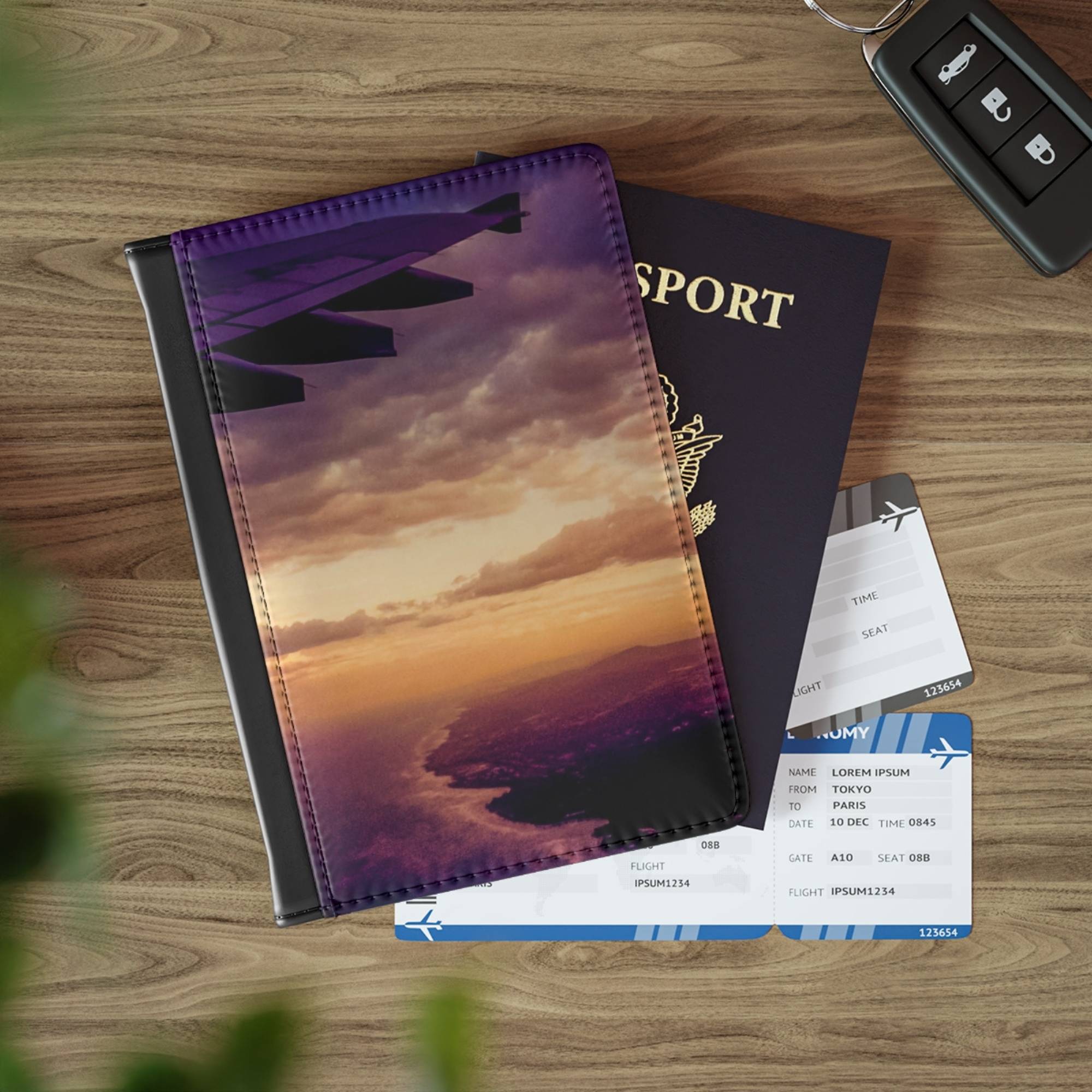 Leaving Florida Airspace Passport Cover Stylish Travel Wallet with Card Slots And Airline Window View Design Adventure Gift for Frequent Flyers product thumbnail image