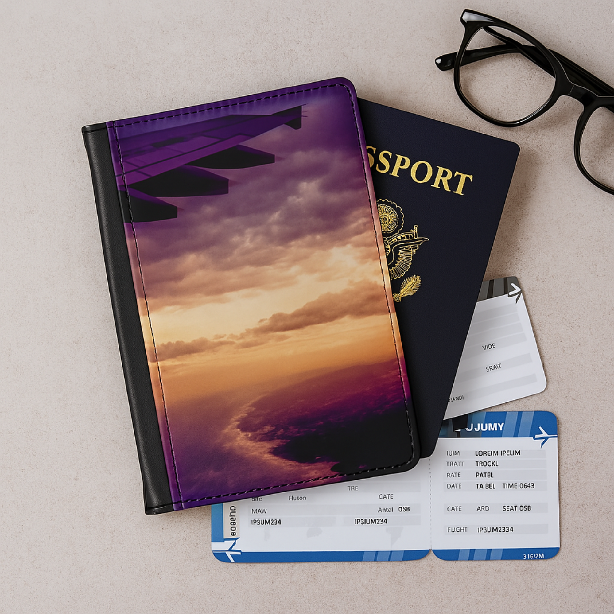 Leaving Florida Airspace Passport Cover Stylish Travel Wallet with Card Slots And Airline Window View Design Adventure Gift for Frequent Flyers product thumbnail image