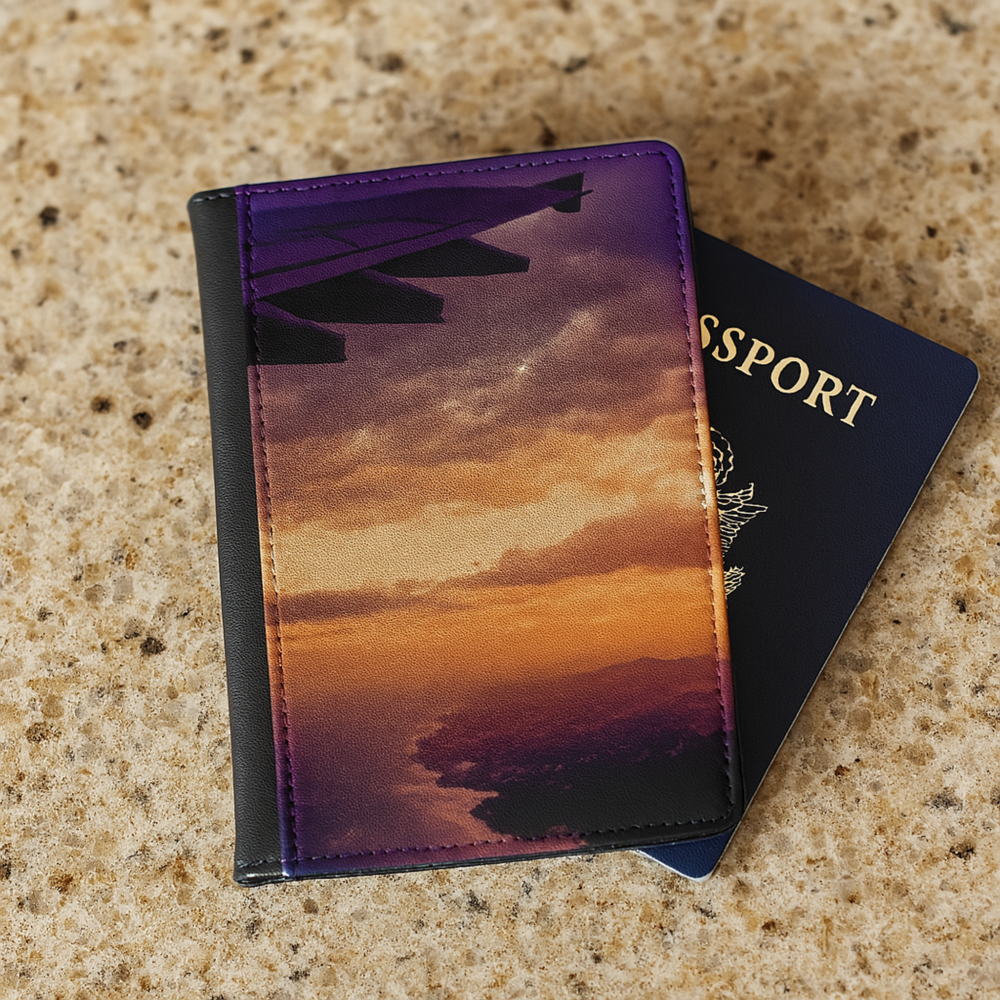 Leaving Florida Airspace Passport Cover Stylish Travel Wallet with Card Slots And Airline Window View Design Adventure Gift for Frequent Flyers product thumbnail image