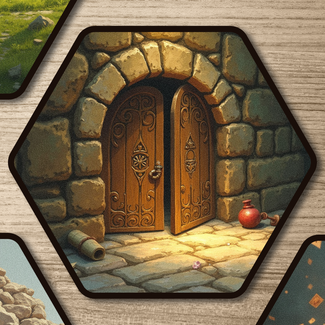 Hidden Doorway | Hexagonal Scene Kiss-Cut Stickers