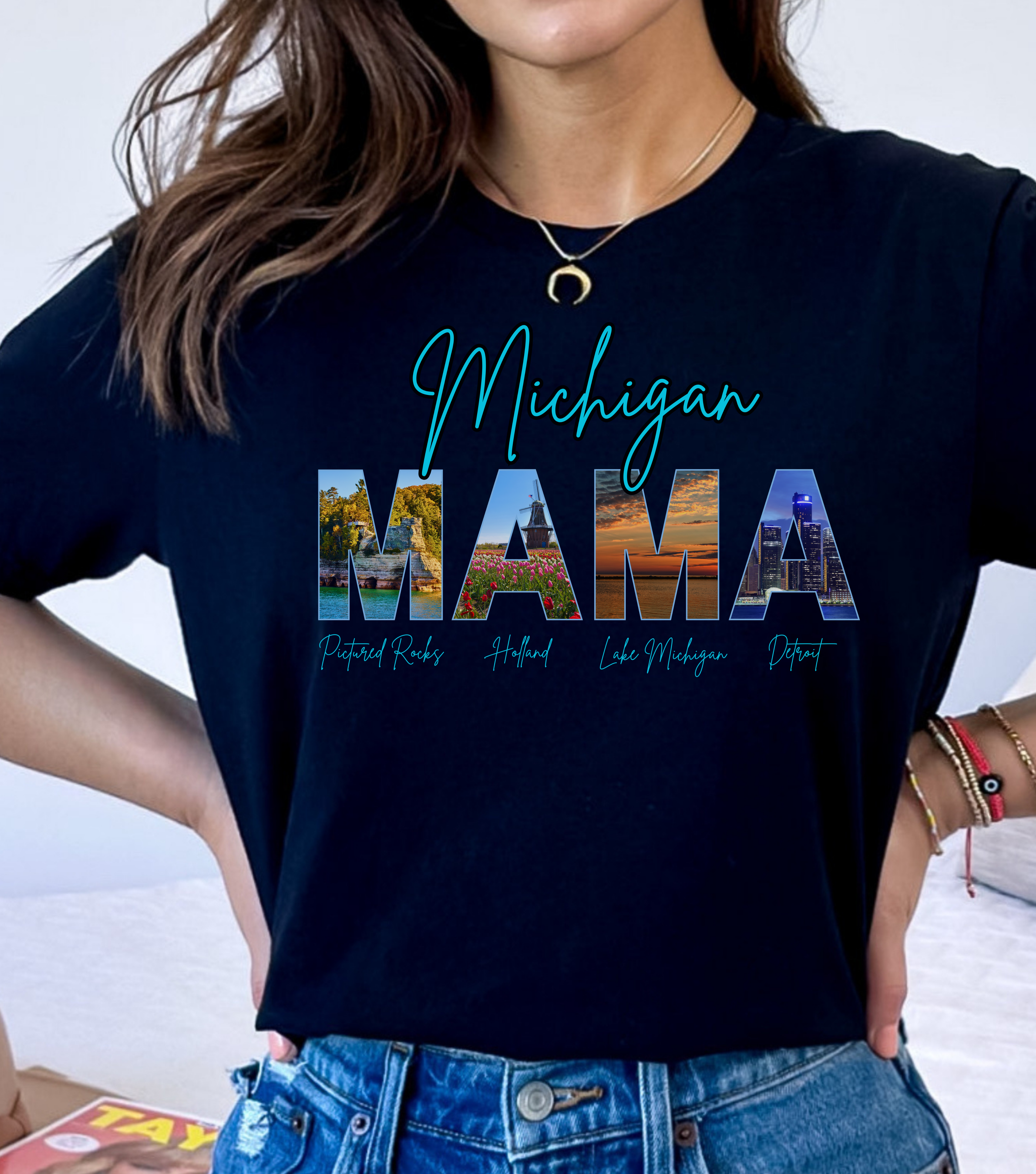 Michigan Mama Festival Crop Top, Women's Summer Shirt, Boho Vibe Tee, Perfect for Festivals, Gifts for Mothers, Travel Apparel product thumbnail image
