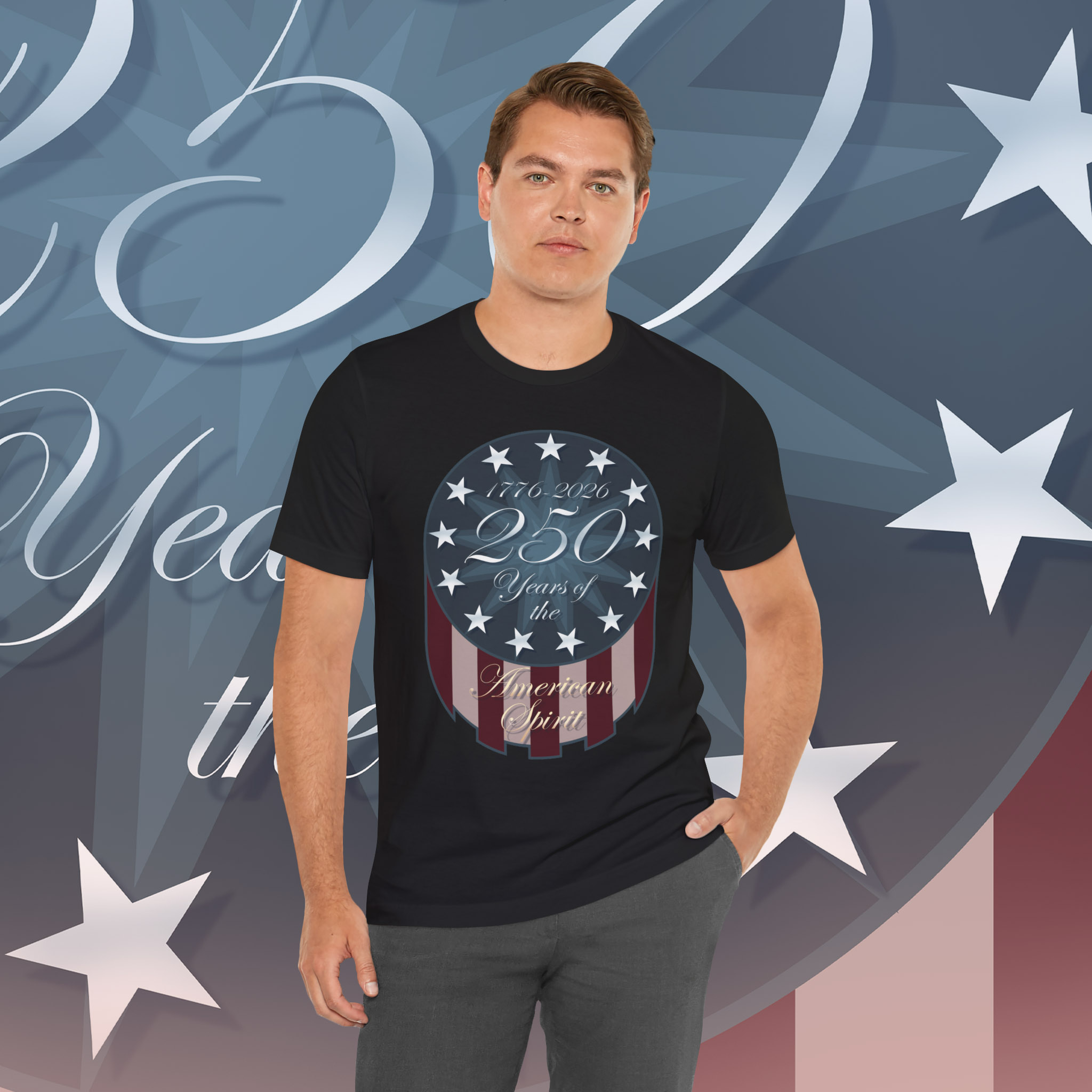 American Spirit 250th Anniversary Tee, Unisex Graphic T-Shirt, Patriotic Apparel, Independence Day Gift product thumbnail image American Spirit 250th Anniversary Tee, Unisex Graphic T-Shirt, Patriotic Apparel, Independence Day Gift product thumbnail image