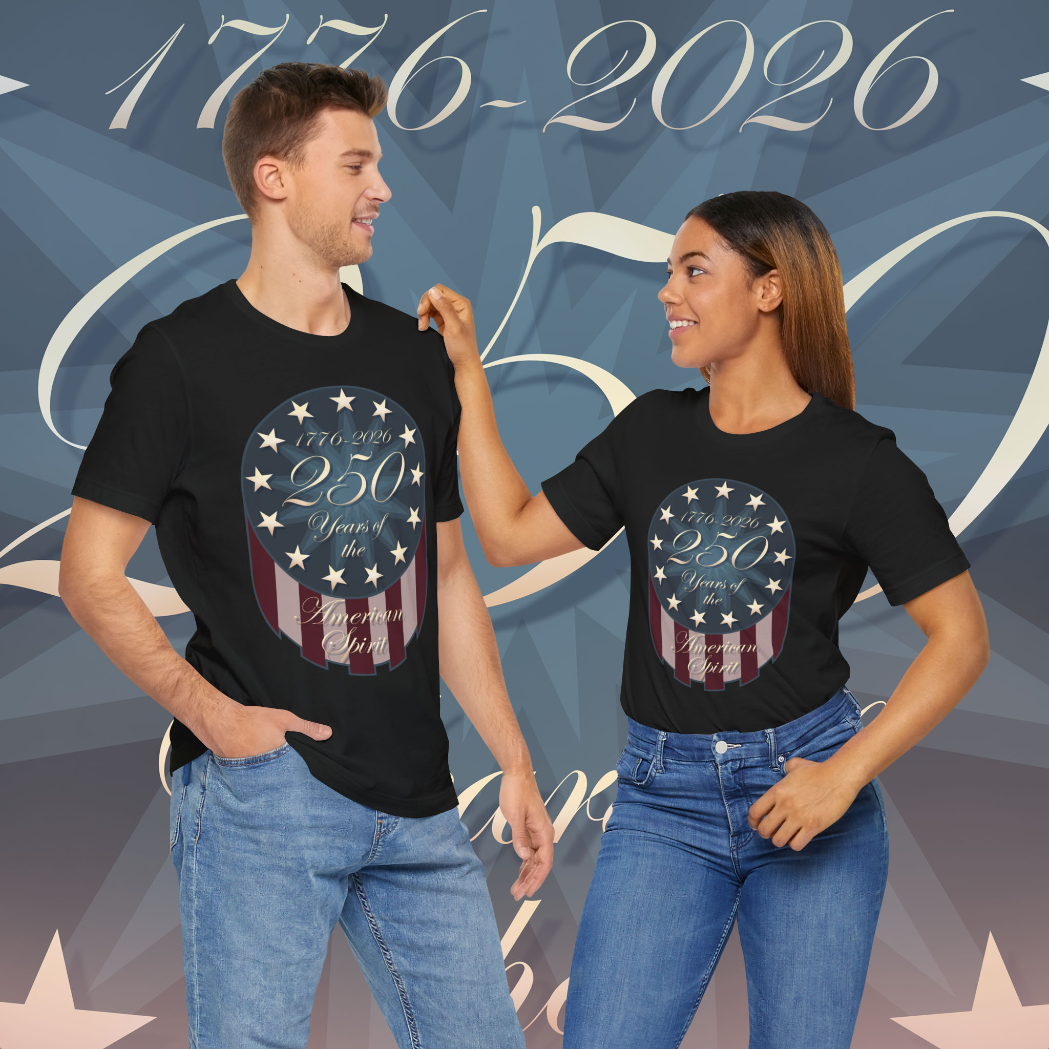 American Spirit 250th Anniversary Tee, Unisex Graphic T-Shirt, Patriotic Apparel, Independence Day Gift product thumbnail image American Spirit 250th Anniversary Tee, Unisex Graphic T-Shirt, Patriotic Apparel, Independence Day Gift product thumbnail image