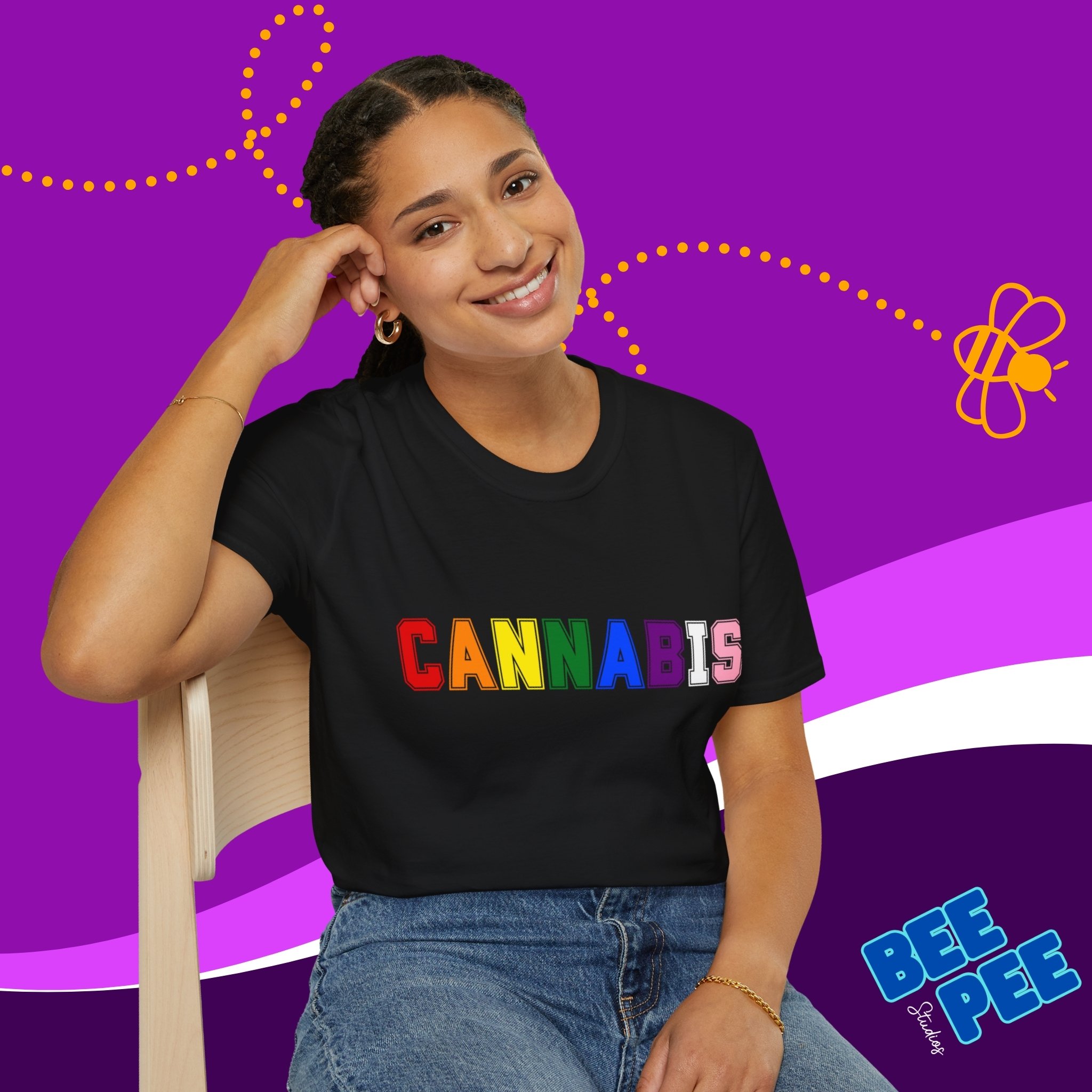 T-Shirt "CANNABIS" Cool Varsity Pride Colors Unisex Soft style T-shirt. product thumbnail image T-Shirt "CANNABIS" Cool Varsity Pride Colors Unisex Soft style T-shirt. product thumbnail image