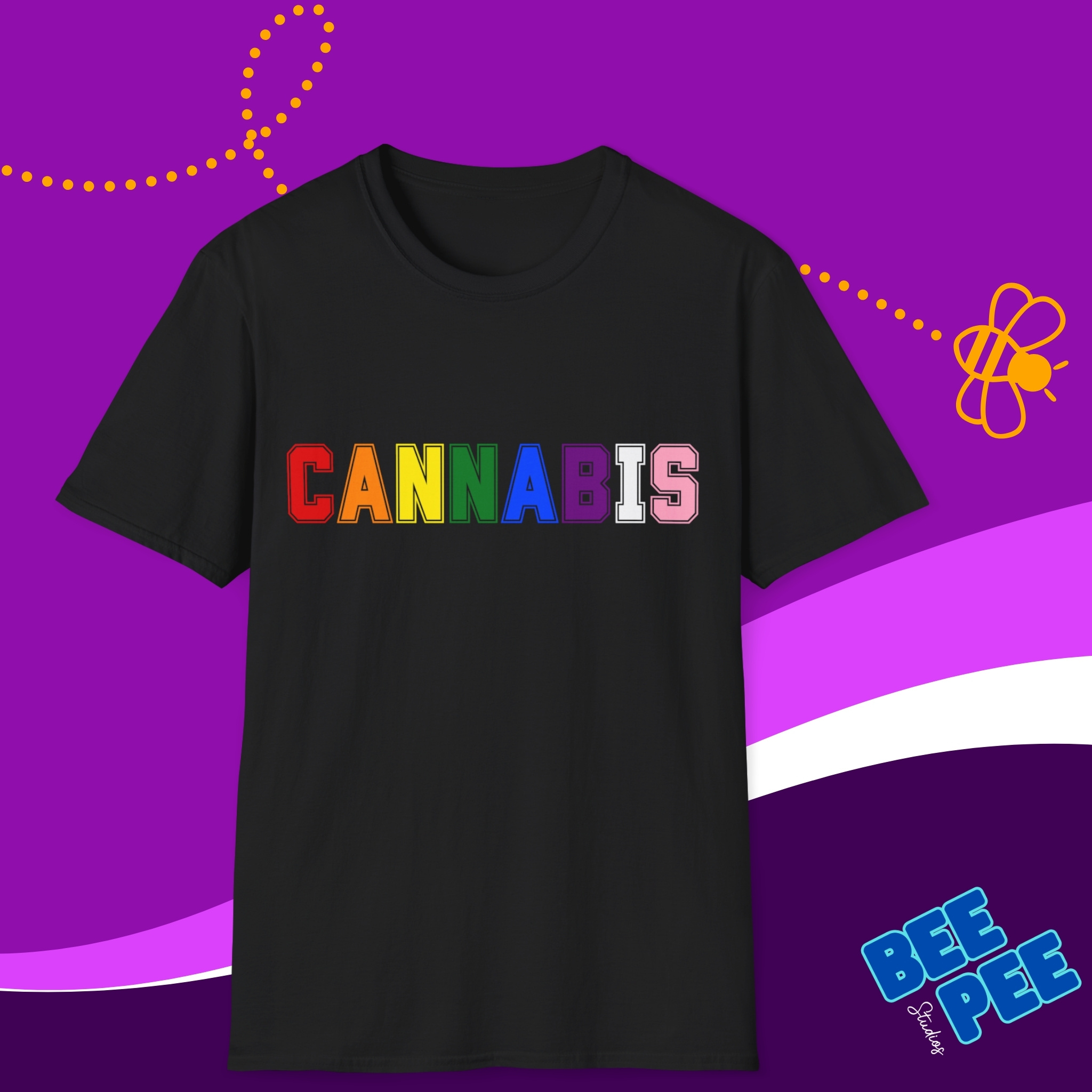T-Shirt "CANNABIS" Cool Varsity Pride Colors Unisex Soft style T-shirt.