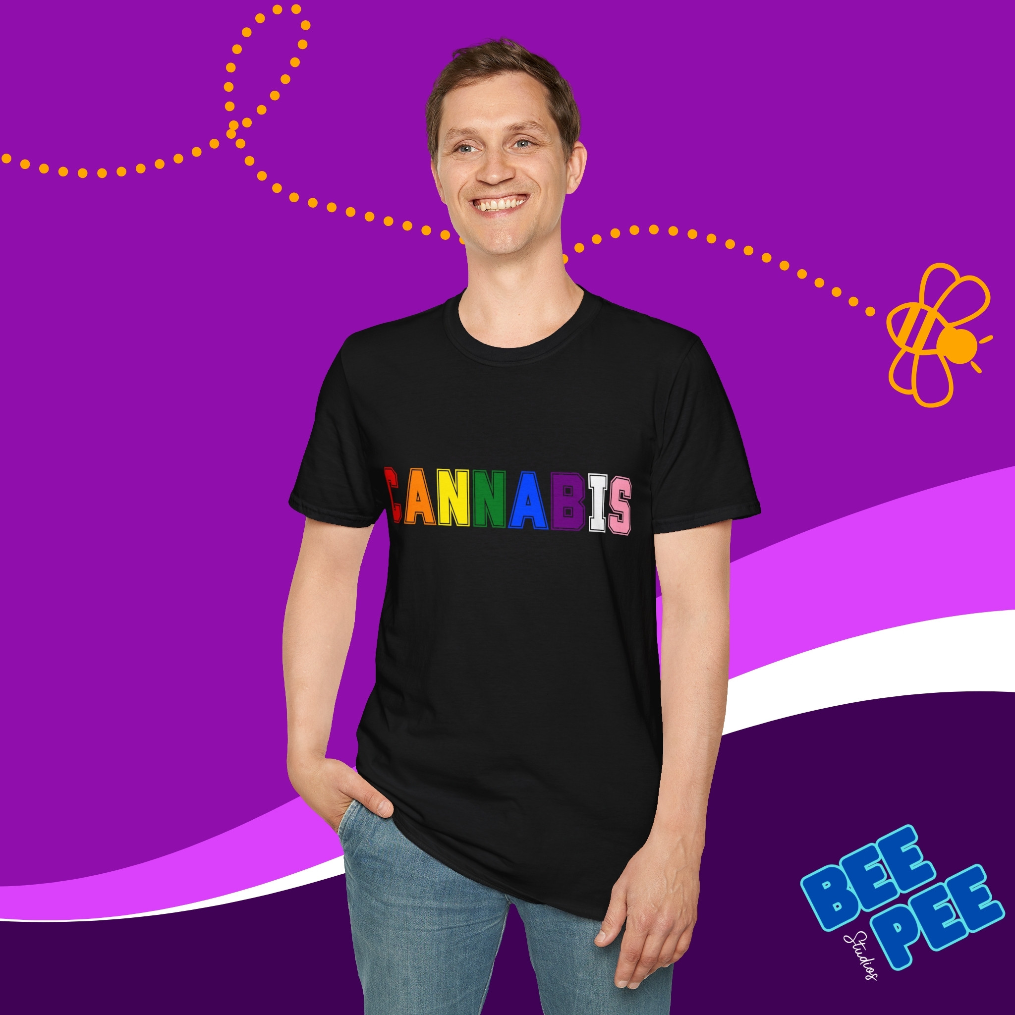 T-Shirt "CANNABIS" Cool Varsity Pride Colors Unisex Soft style T-shirt. product thumbnail image T-Shirt "CANNABIS" Cool Varsity Pride Colors Unisex Soft style T-shirt. product thumbnail image
