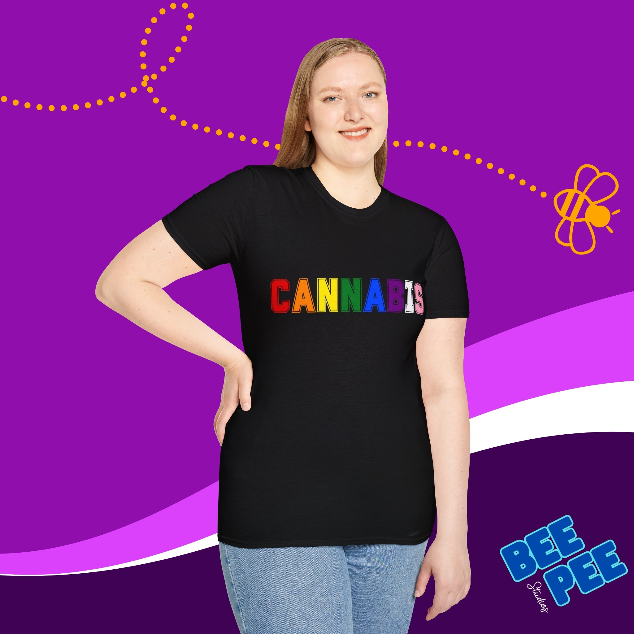 T-Shirt "CANNABIS" Cool Varsity Pride Colors Unisex Soft style T-shirt. product thumbnail image T-Shirt "CANNABIS" Cool Varsity Pride Colors Unisex Soft style T-shirt. product thumbnail image
