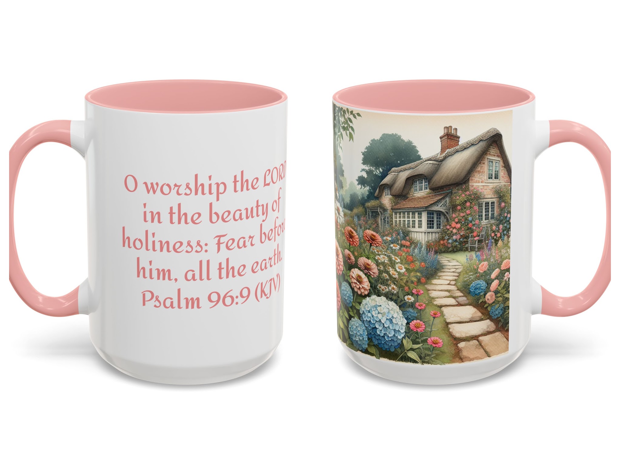 Charming Floral Accent Coffee Mug with Bible Verse 