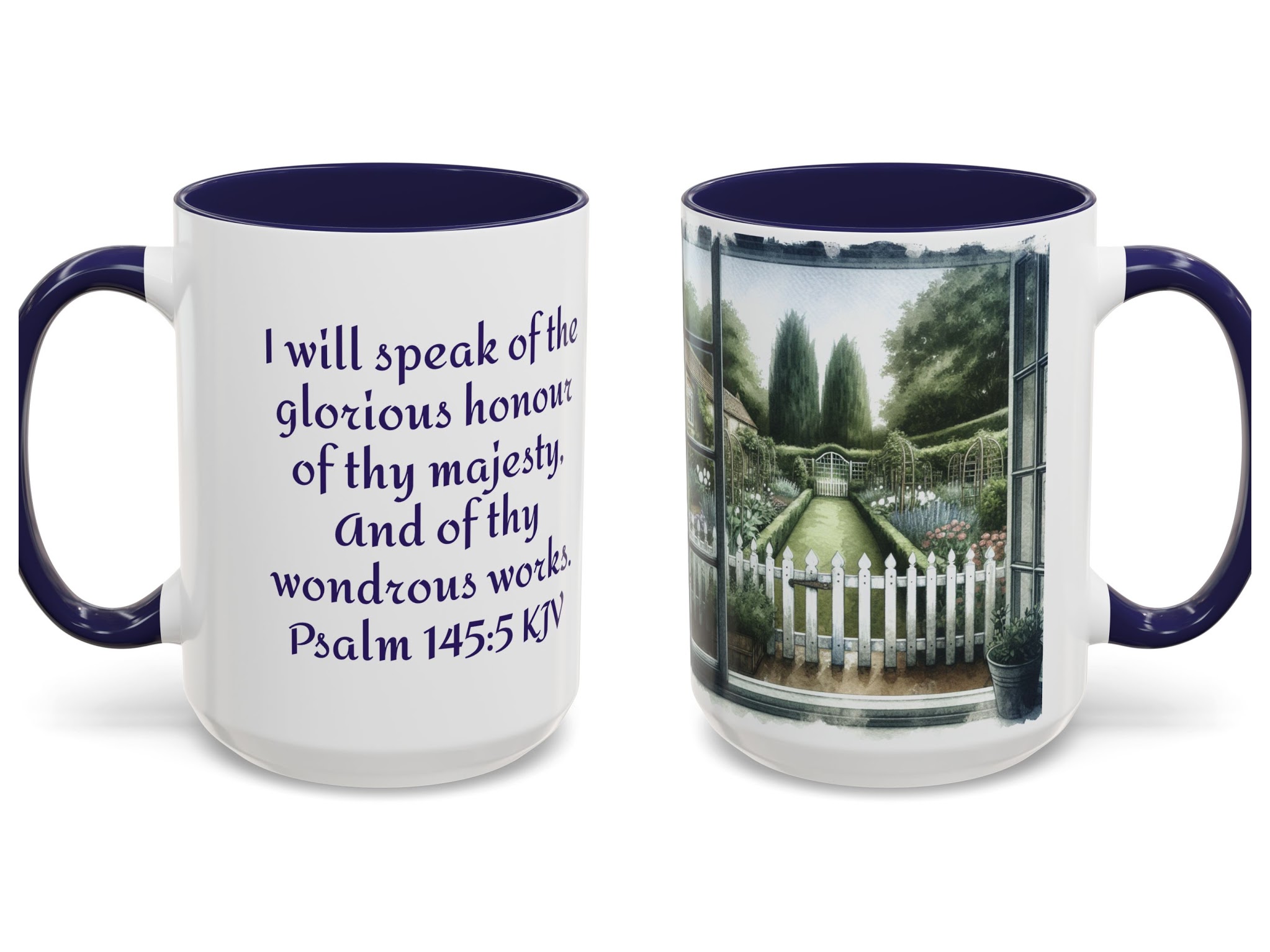 Garden View Accent Coffee Mug with Bible Verse product thumbnail image