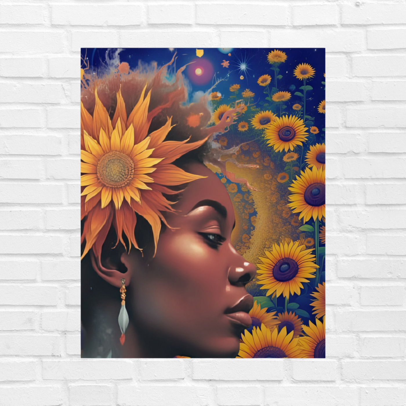 Sunflower Spirit Foam Board Art, Colorful Home Decor, Floral Wall Hanging, Boho Style Room Accent, Gift for Nature Lovers, Vibrant Artwork