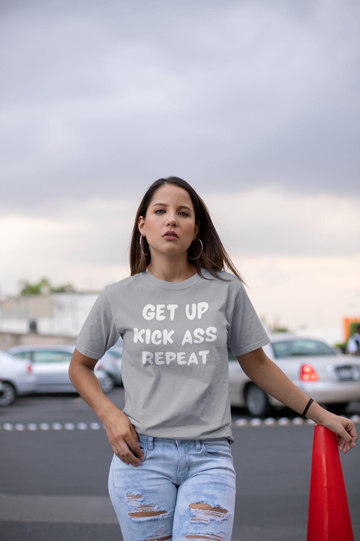 Get Up Kick Ass Repeat Unisex T-Shirt, Motivational Tee, Inspirational Shirt, Softstyle Top, Positive Quote Clothing