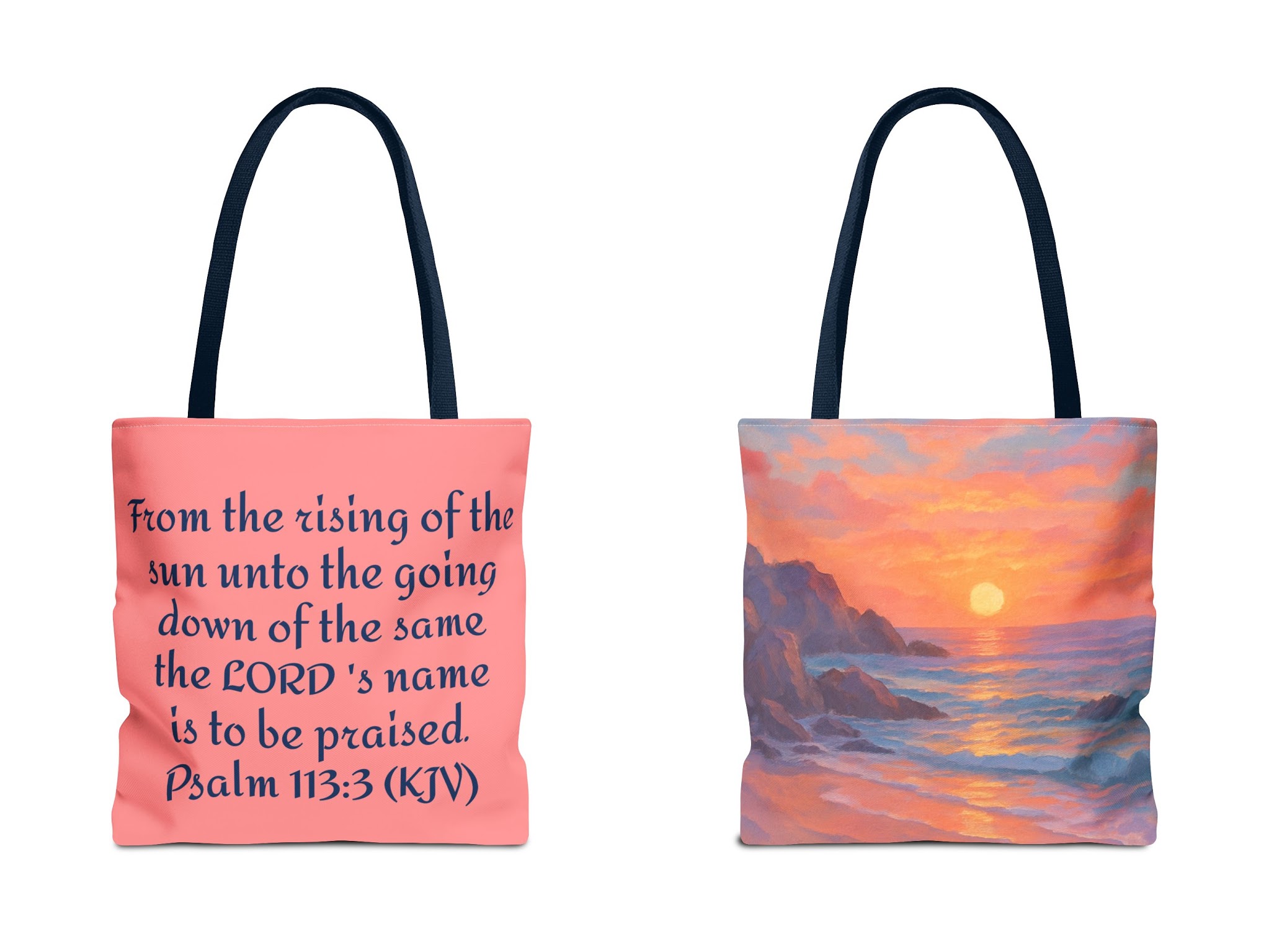 Pacific Sun Set Tote Bag (AOP), Psalm 113:3 (KJV)