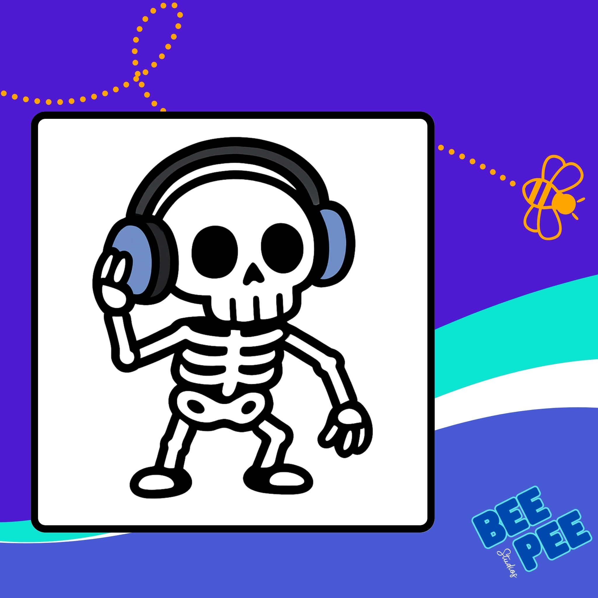 Skeleton Graphic T-Shirt with Blue Headphones product thumbnail image Skeleton Graphic T-Shirt with Blue Headphones product thumbnail image
