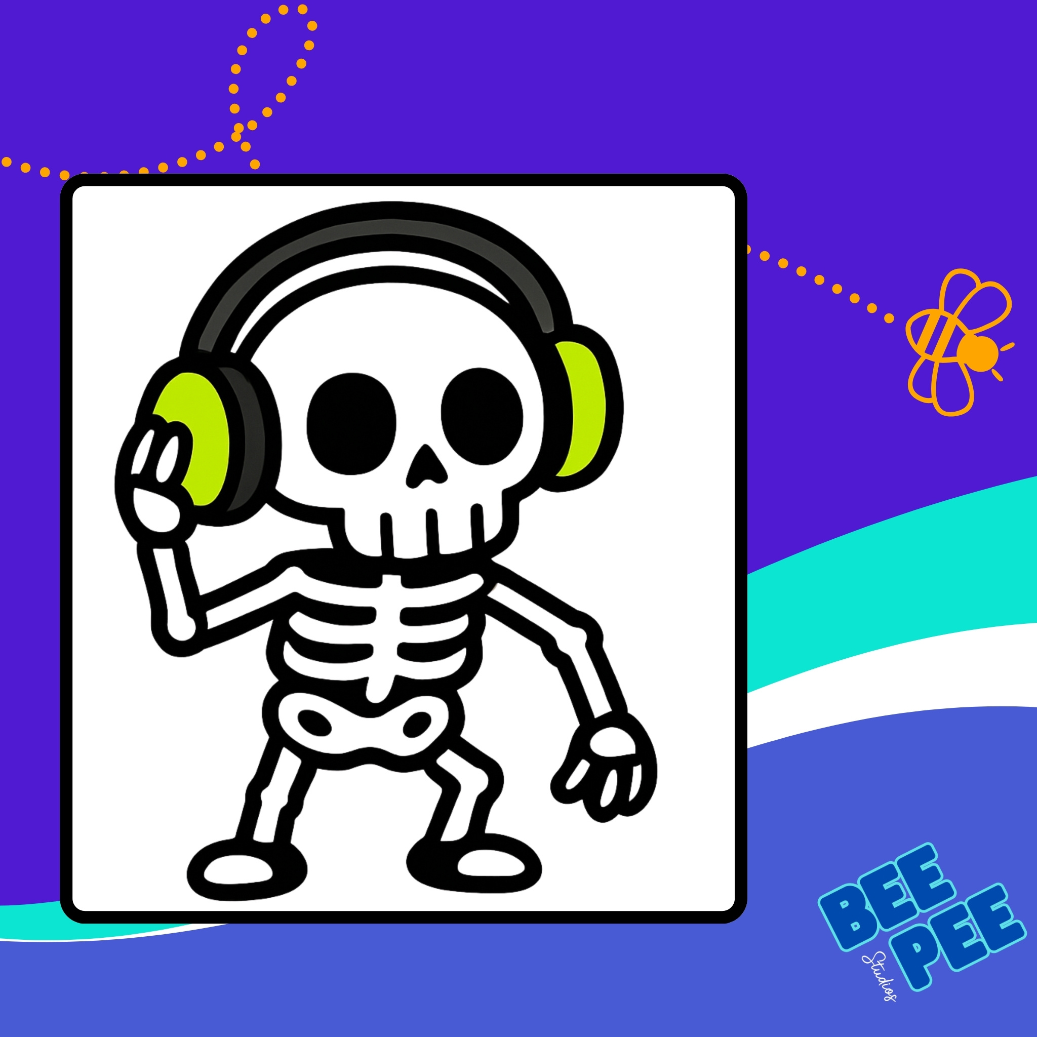 Skeleton Graphic T-Shirt with Green Headphones product thumbnail image Skeleton Graphic T-Shirt with Green Headphones product thumbnail image