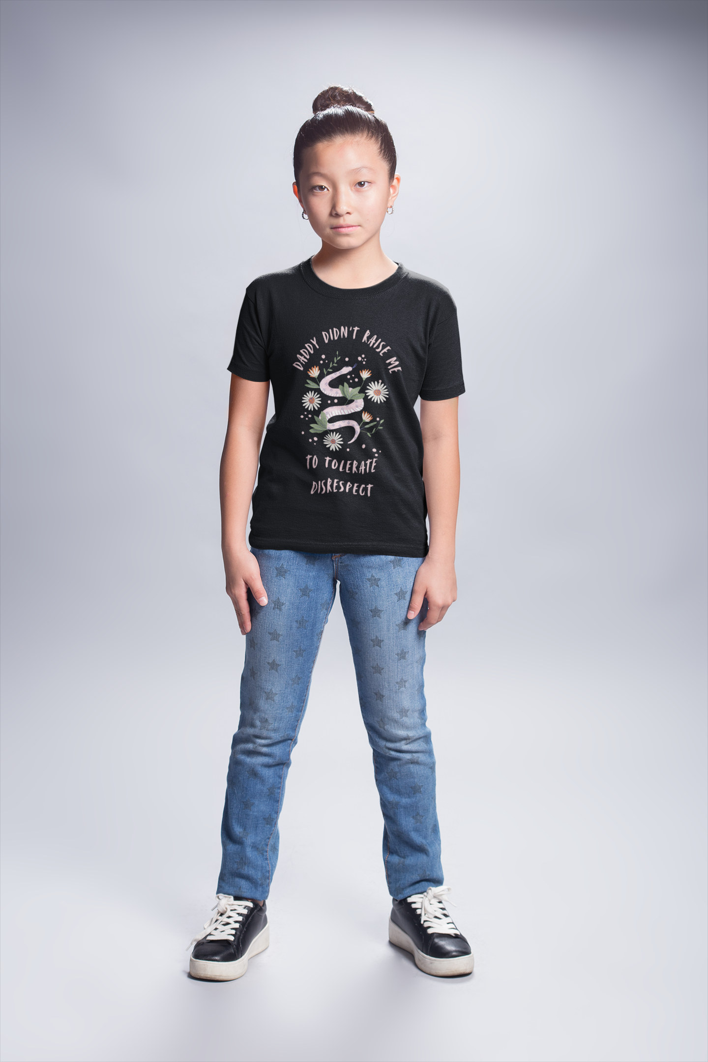  Daddy Didn’t Raise Me Kids Shirt | Feminine Snake Tee | Anti-Misogyny Graphic Shirt | Empowered Woman T-Shirt | Soft Unisex Statement Top product thumbnail image