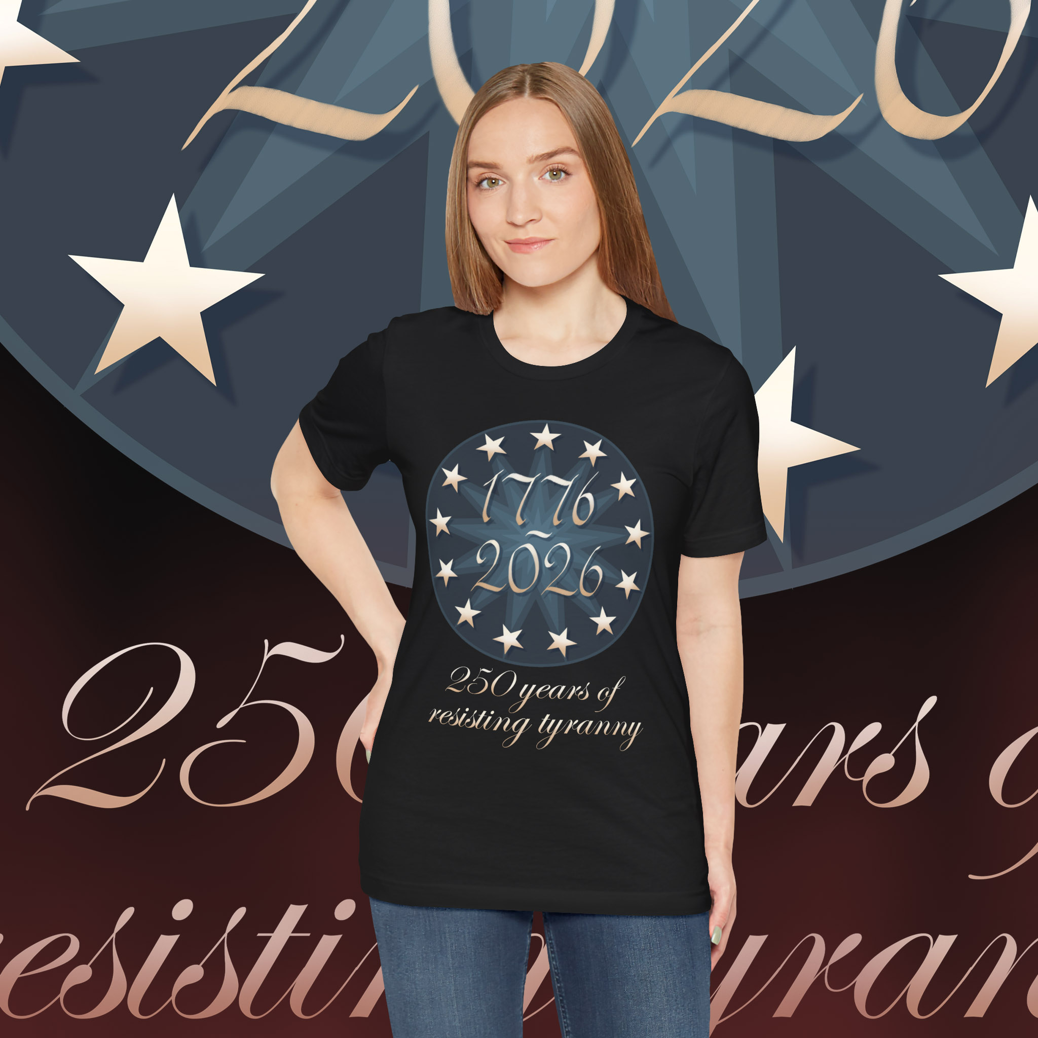 American Semiquincentennial - 250 Years of Resisting Tyranny Unisex Short Sleeve Tee, July 4th, Independence Day Apparel product thumbnail image American Semiquincentennial - 250 Years of Resisting Tyranny Unisex Short Sleeve Tee, July 4th, Independence Day Apparel product thumbnail image