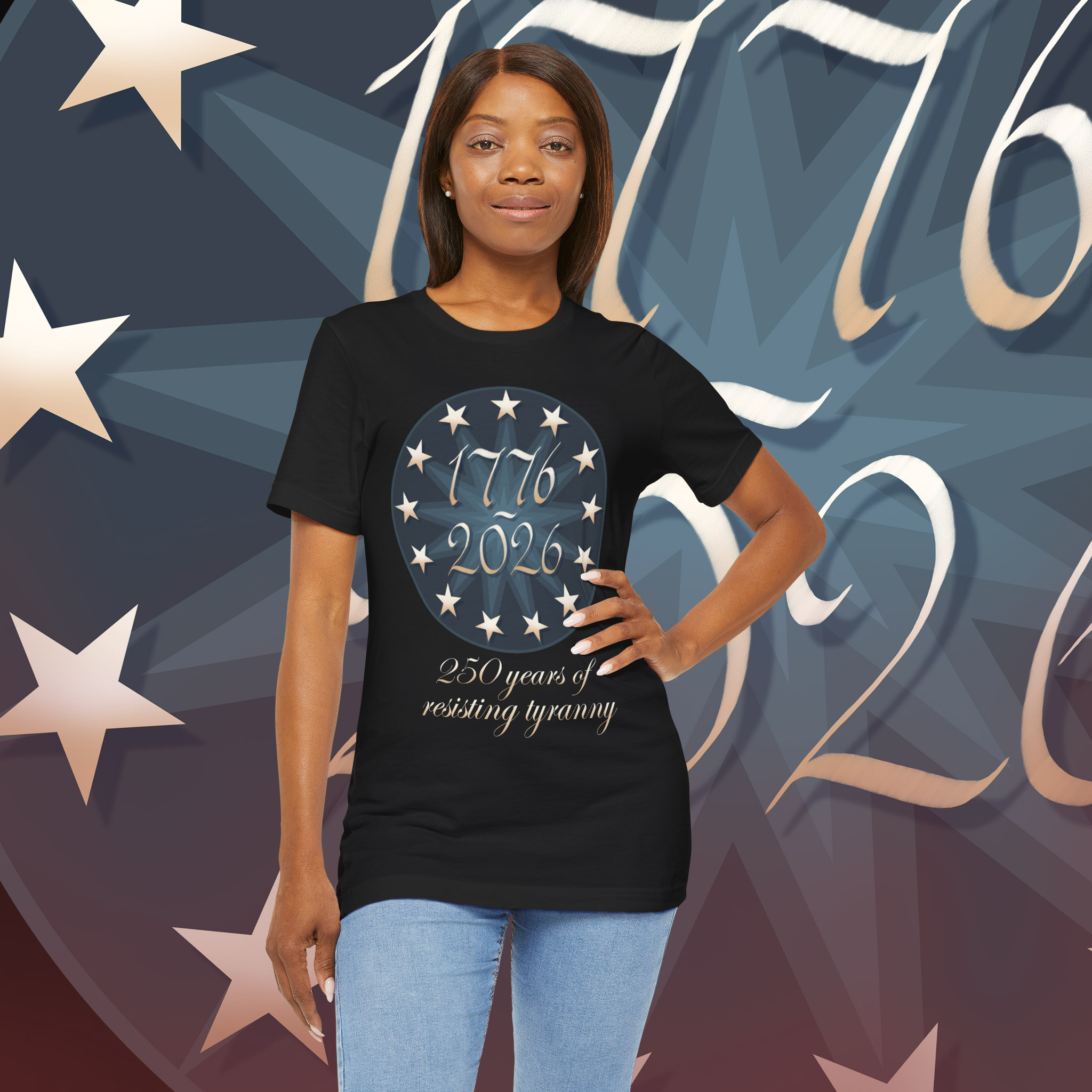 American Semiquincentennial - 250 Years of Resisting Tyranny Unisex Short Sleeve Tee, July 4th, Independence Day Apparel product thumbnail image American Semiquincentennial - 250 Years of Resisting Tyranny Unisex Short Sleeve Tee, July 4th, Independence Day Apparel product thumbnail image