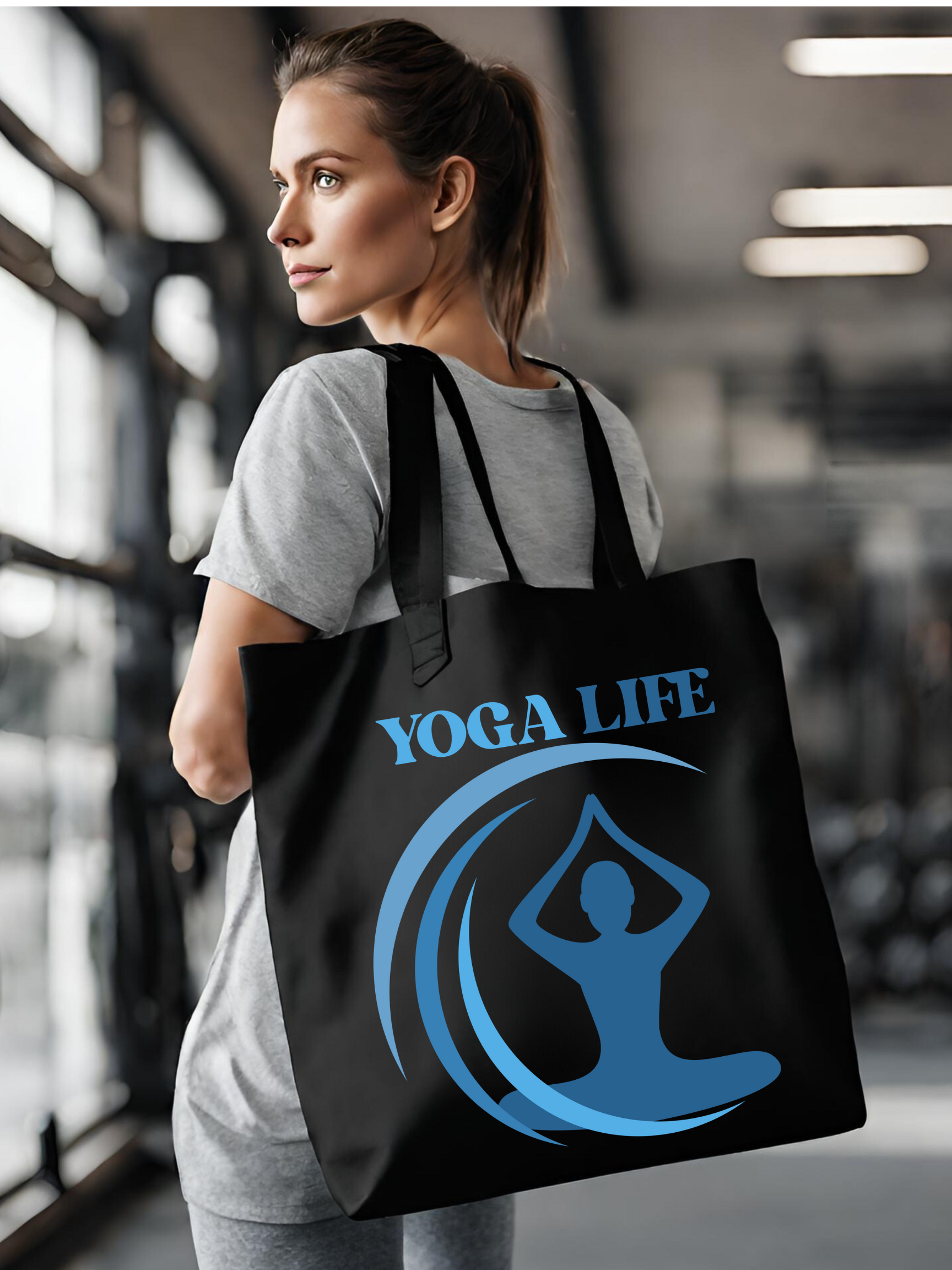 Yoga Life Tote Bag - Eco-Friendly Yoga Bag, Gym Tote, Gift for Yogis, Daily Use, Workout Essentials
